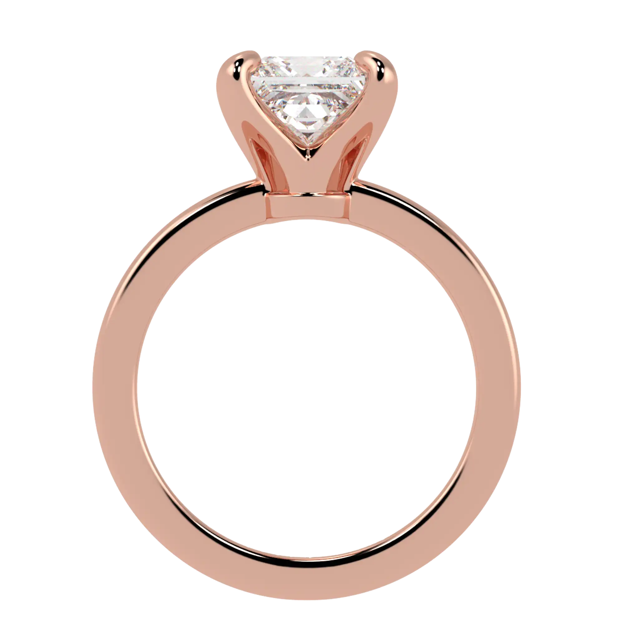 Bague de fiançailles solitaire Betty en or rose 14 carats | Forme princesse