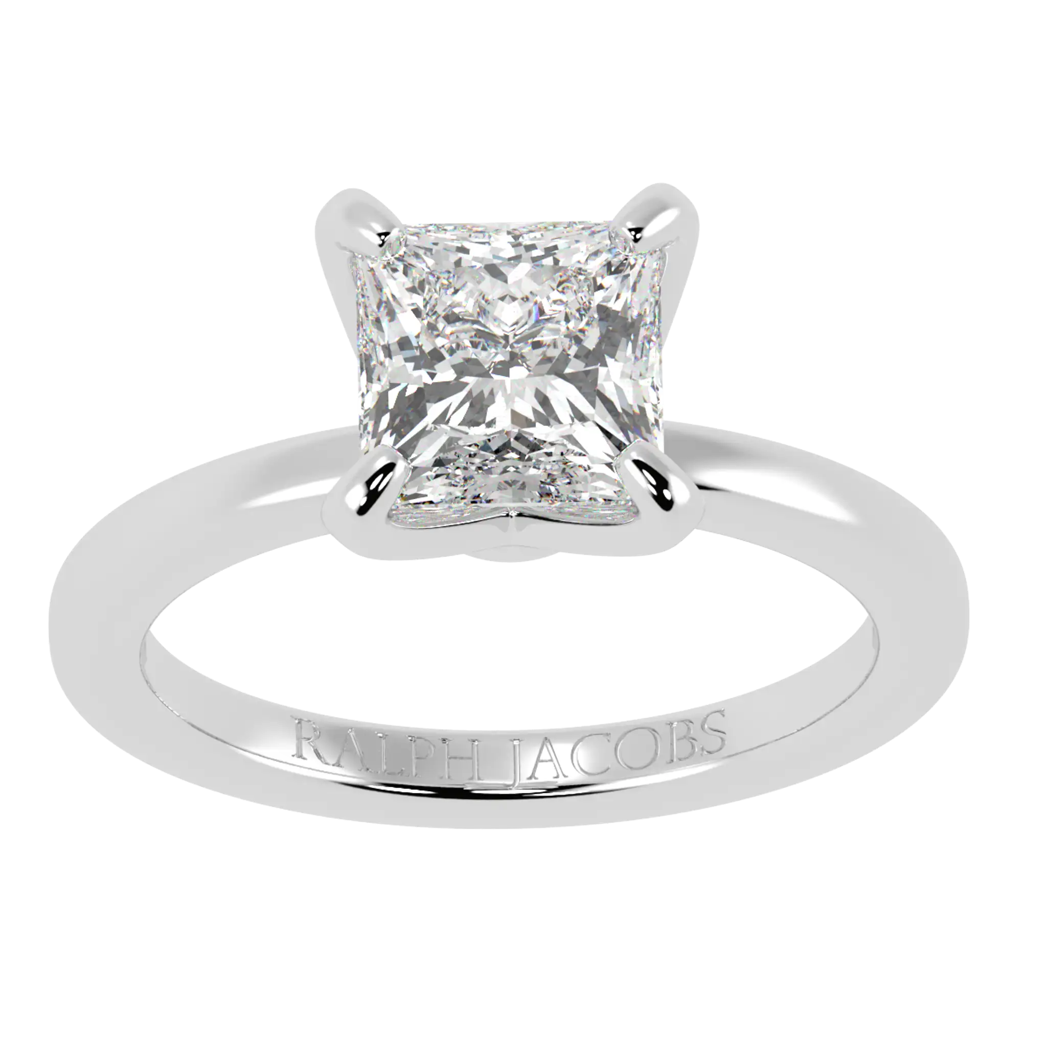 Bague de fiançailles solitaire en platine Betty | Forme princesse