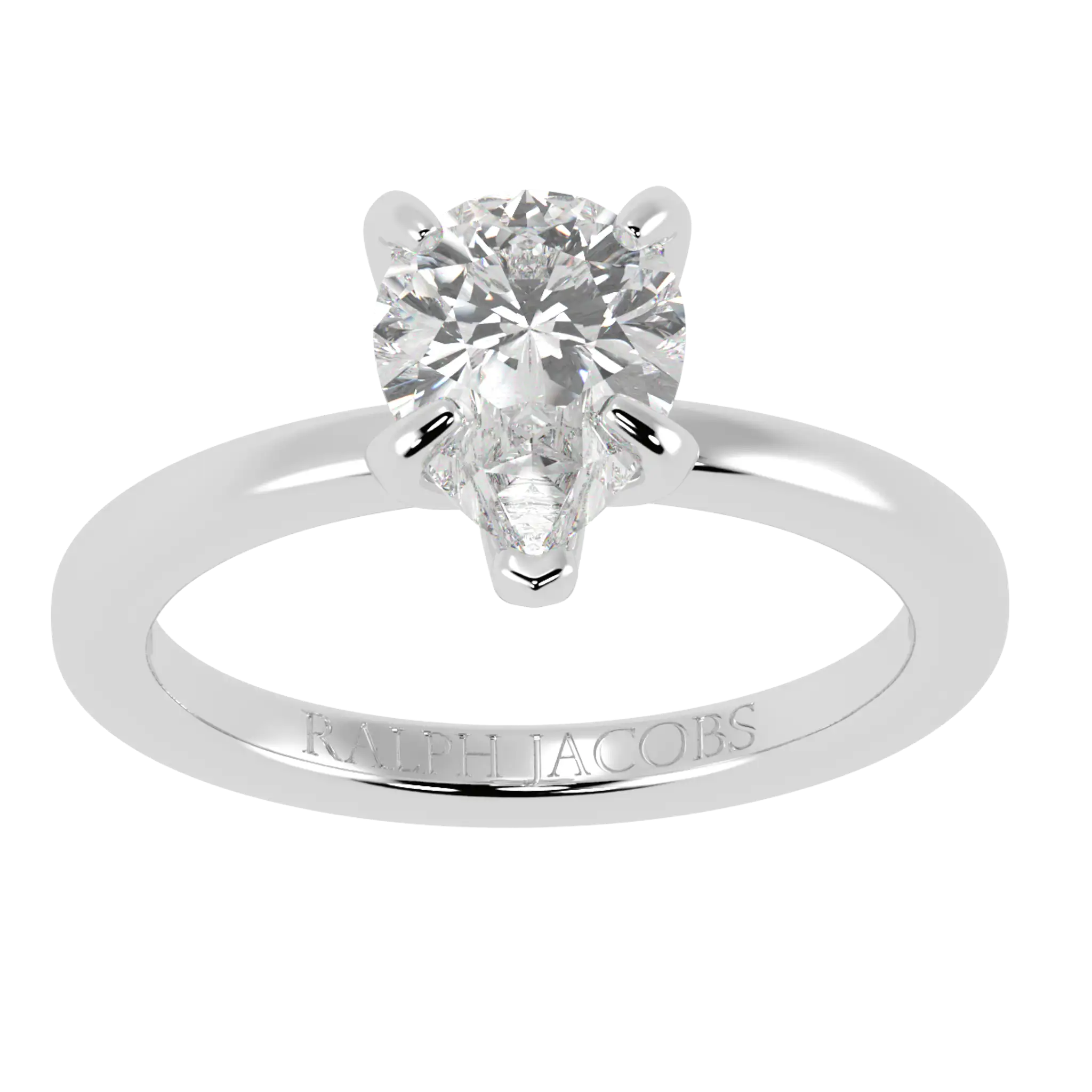 Bague de fiançailles solitaire Betty en or blanc 18 carats | Forme poire