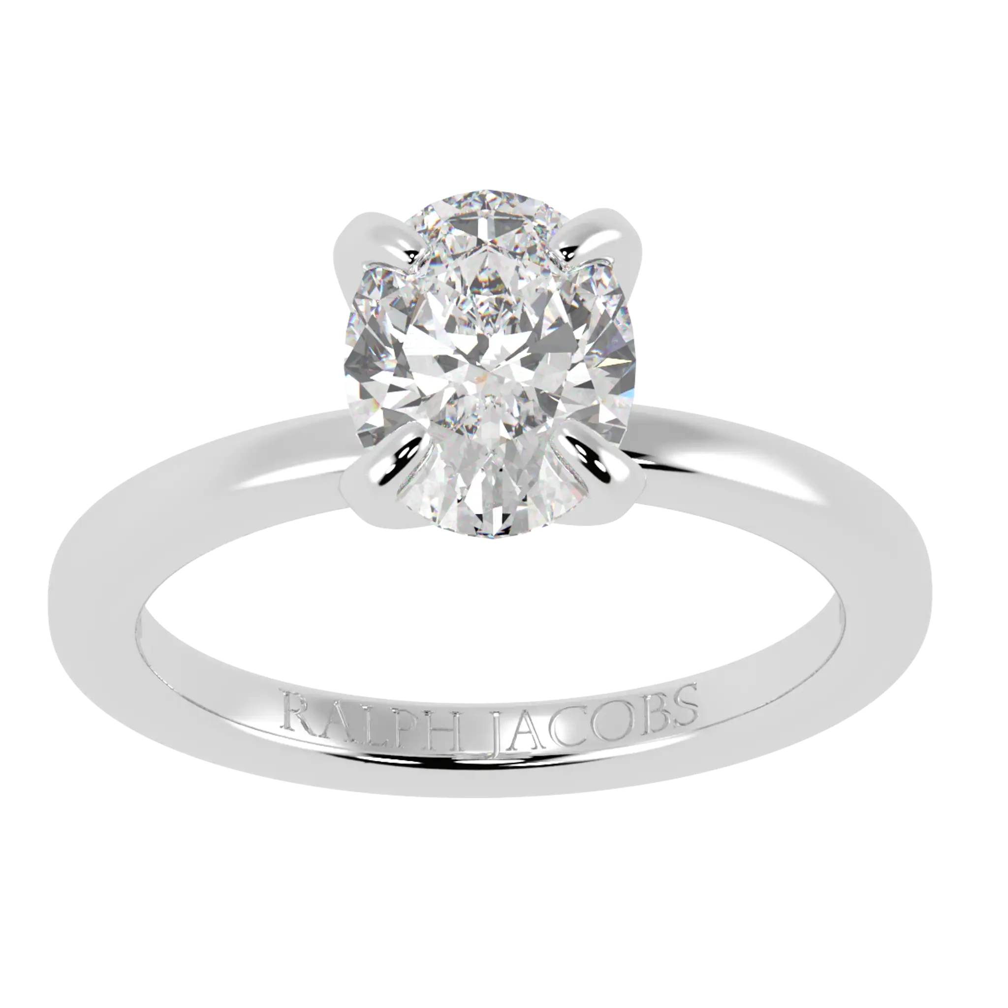 Bague de fiançailles solitaire Betty en or blanc 18 carats | Forme ovale