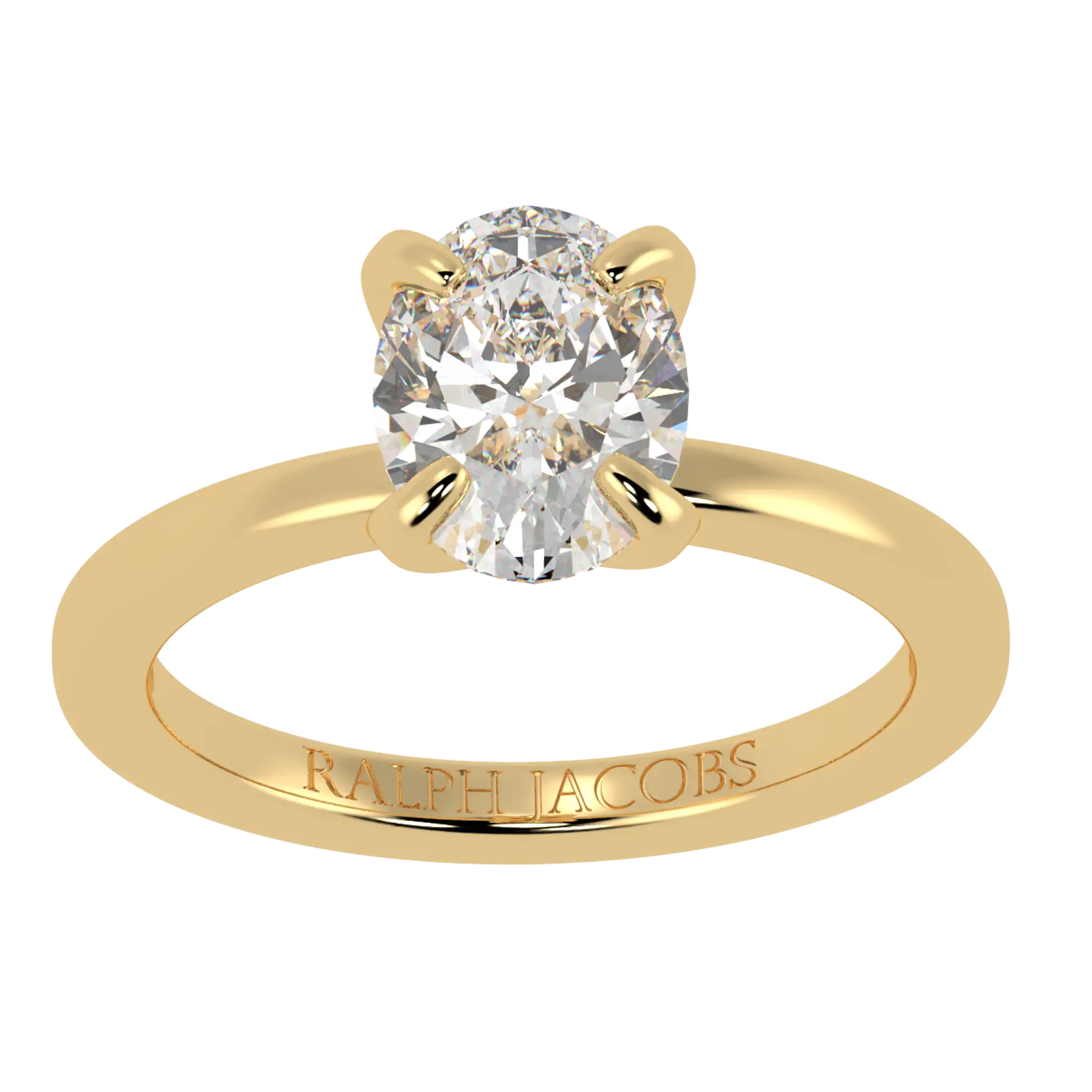 Bague de fiançailles solitaire Betty en or jaune 18 carats | Forme ovale