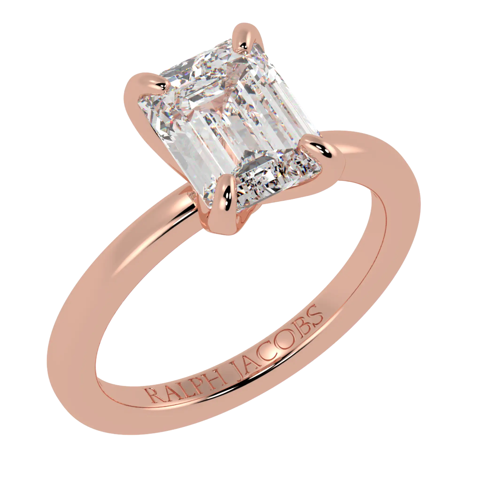 Betty 14K Rose Gold Solitaire Engagement Ring | Emerald Shape