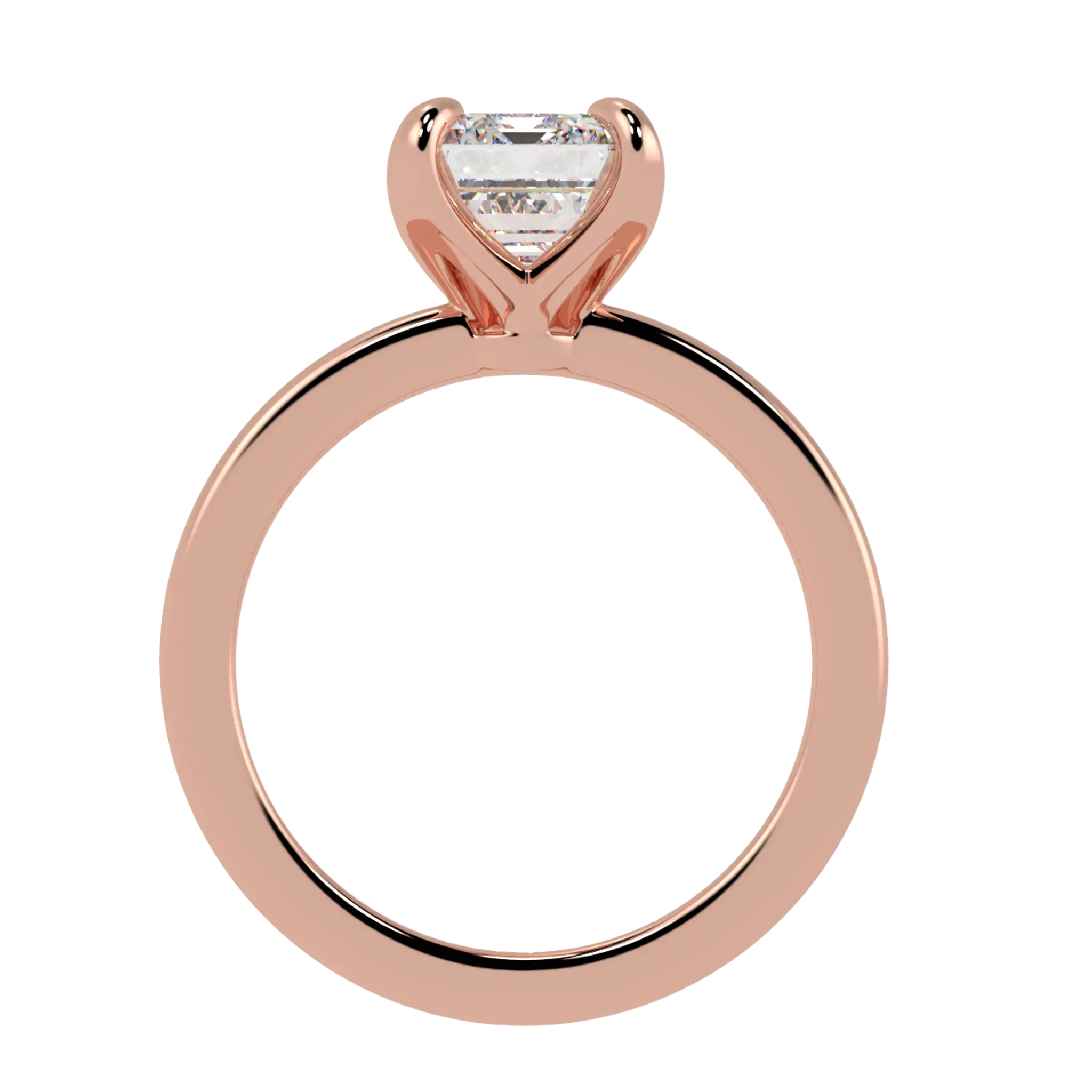 Bague de fiançailles solitaire Betty en or rose 14 carats | Forme émeraude