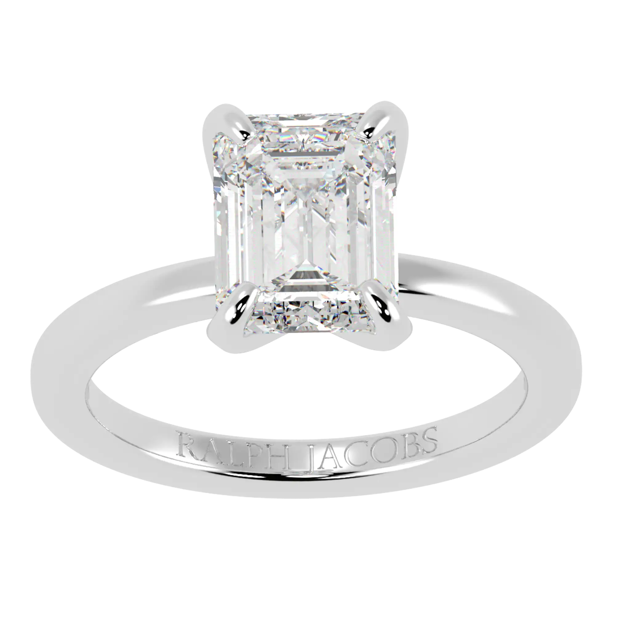 Bague de fiançailles solitaire Betty en or blanc 9 carats | Forme émeraude