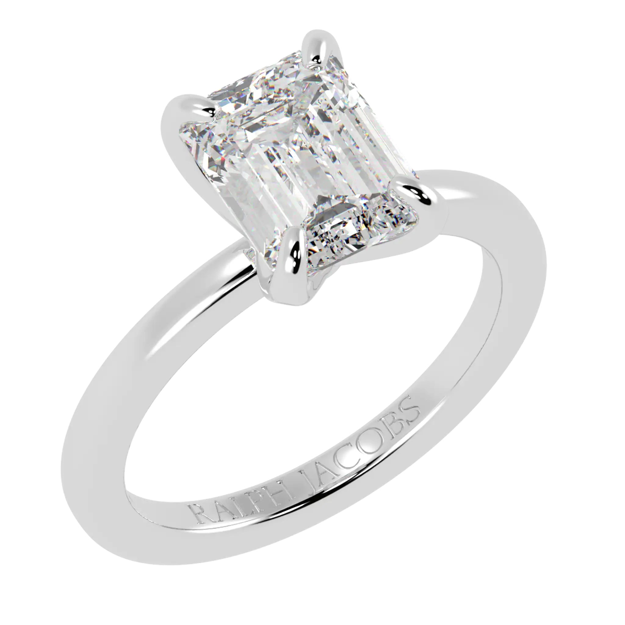 Betty 9K White Gold Solitaire Engagement Ring | Emerald Shape