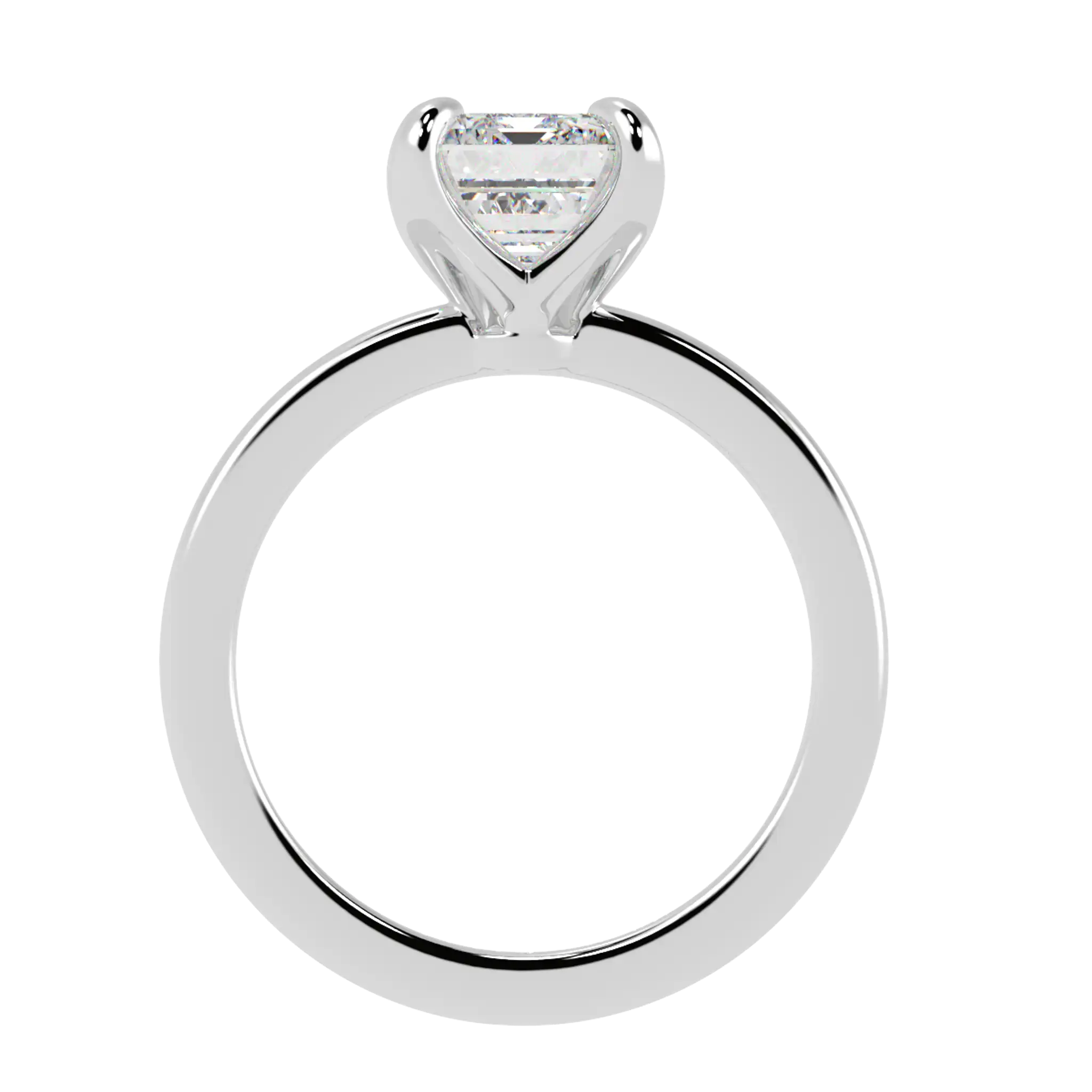 Bague de fiançailles solitaire Betty en or blanc 18 carats | Forme émeraude