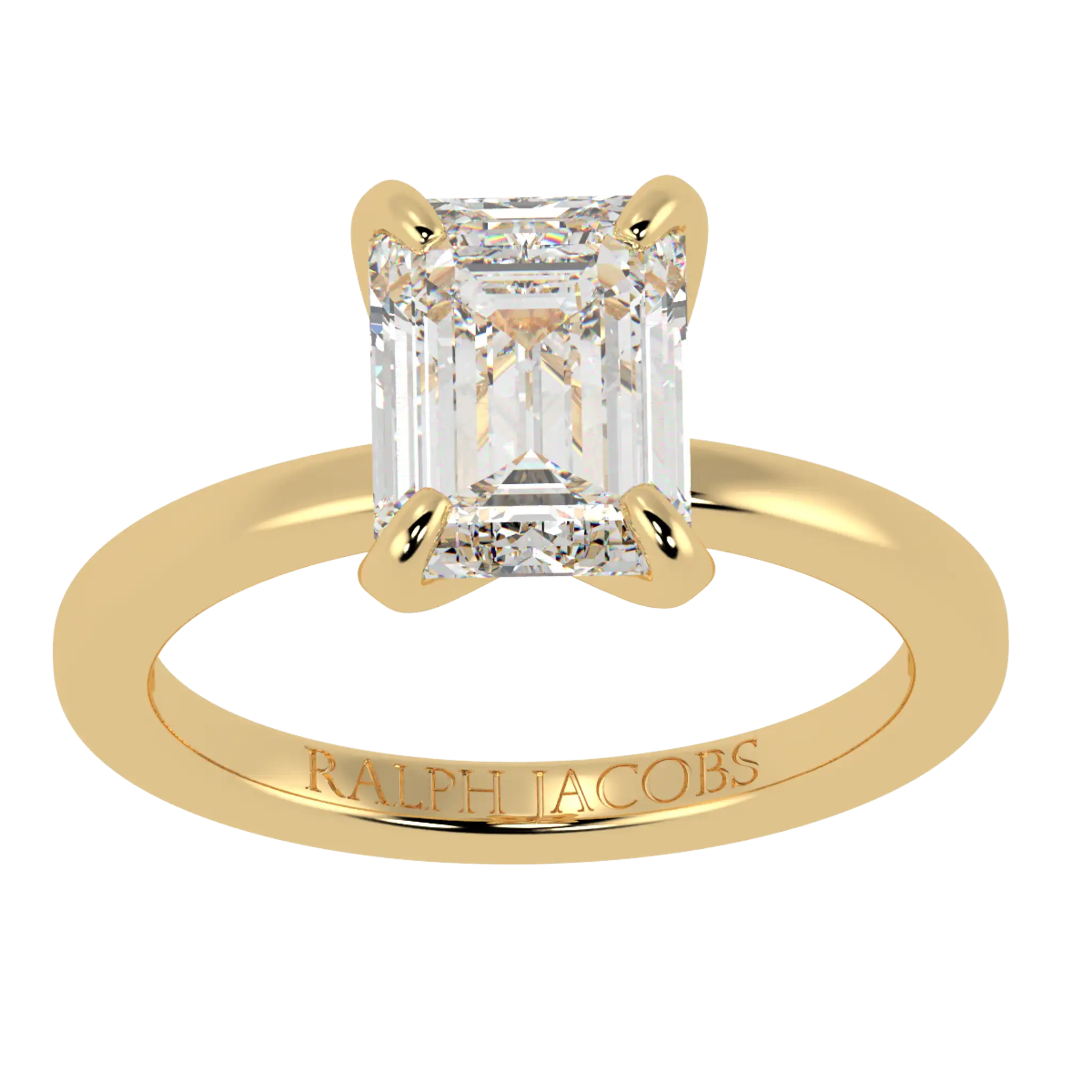 Betty 18K Yellow Gold Solitaire Engagement Ring | Emerald Shape