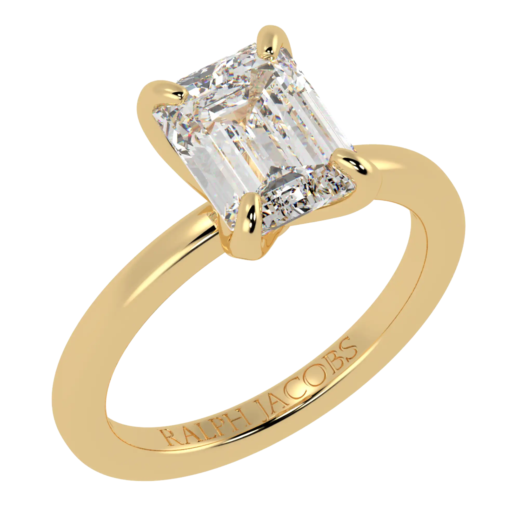 Betty 9K Yellow Gold Solitaire Engagement Ring | Emerald Shape