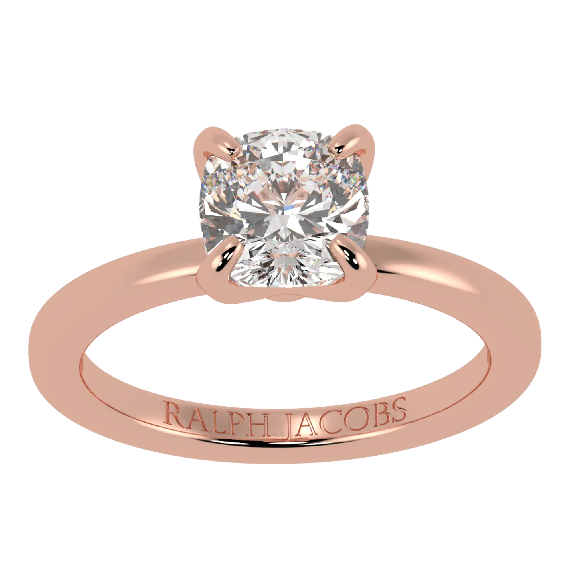 Bague de fiançailles solitaire Betty en or rose 14 carats | Forme coussin