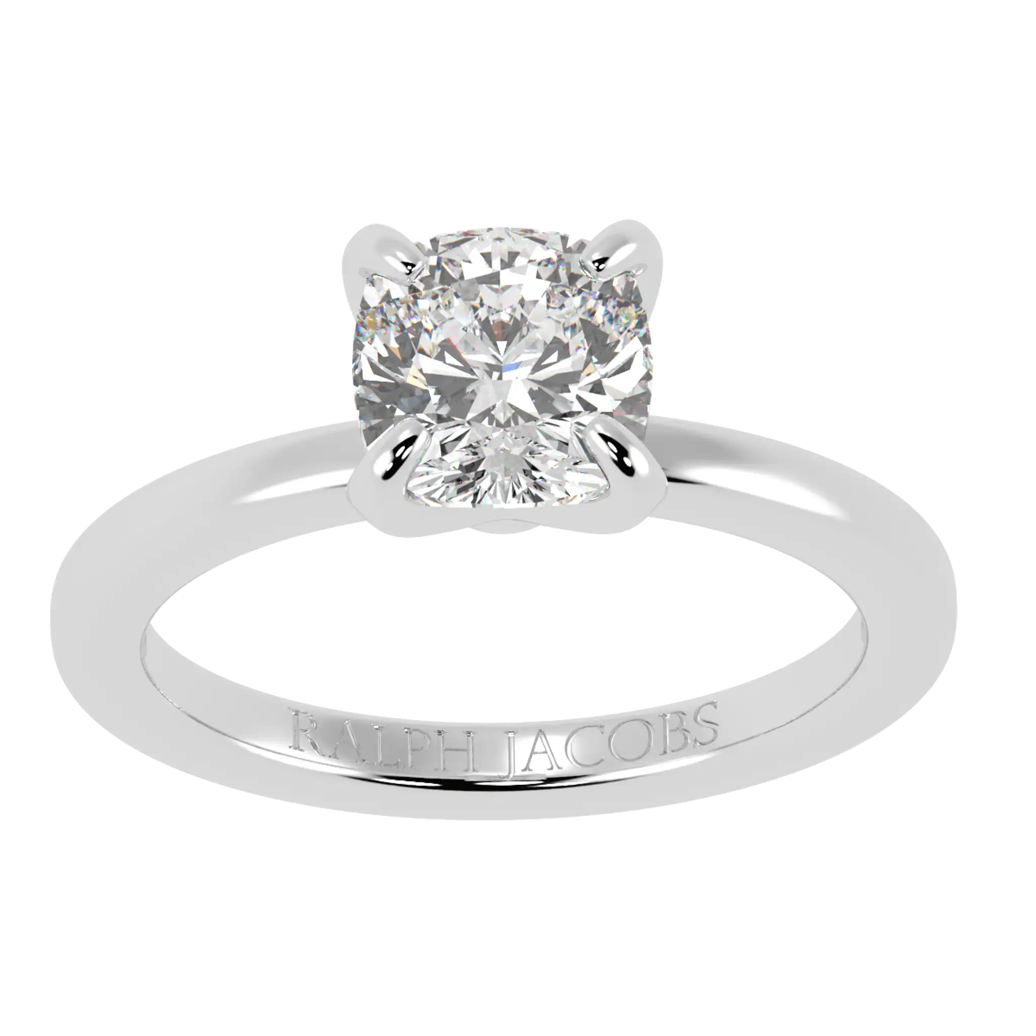 Bague de fiançailles solitaire Betty en or blanc 18 carats | Forme coussin