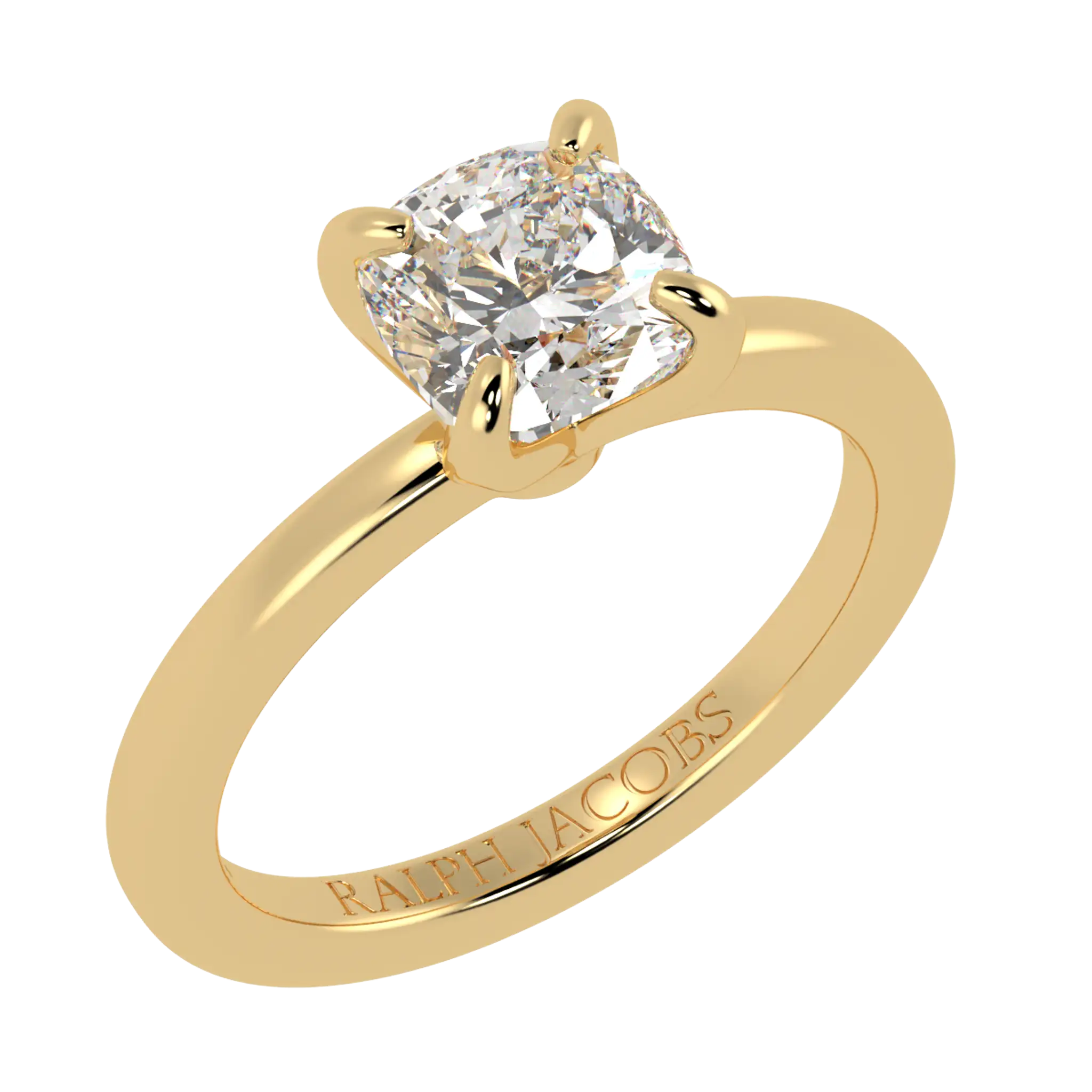 Betty 9K Yellow Gold Solitaire Engagement Ring | Cushion Shape