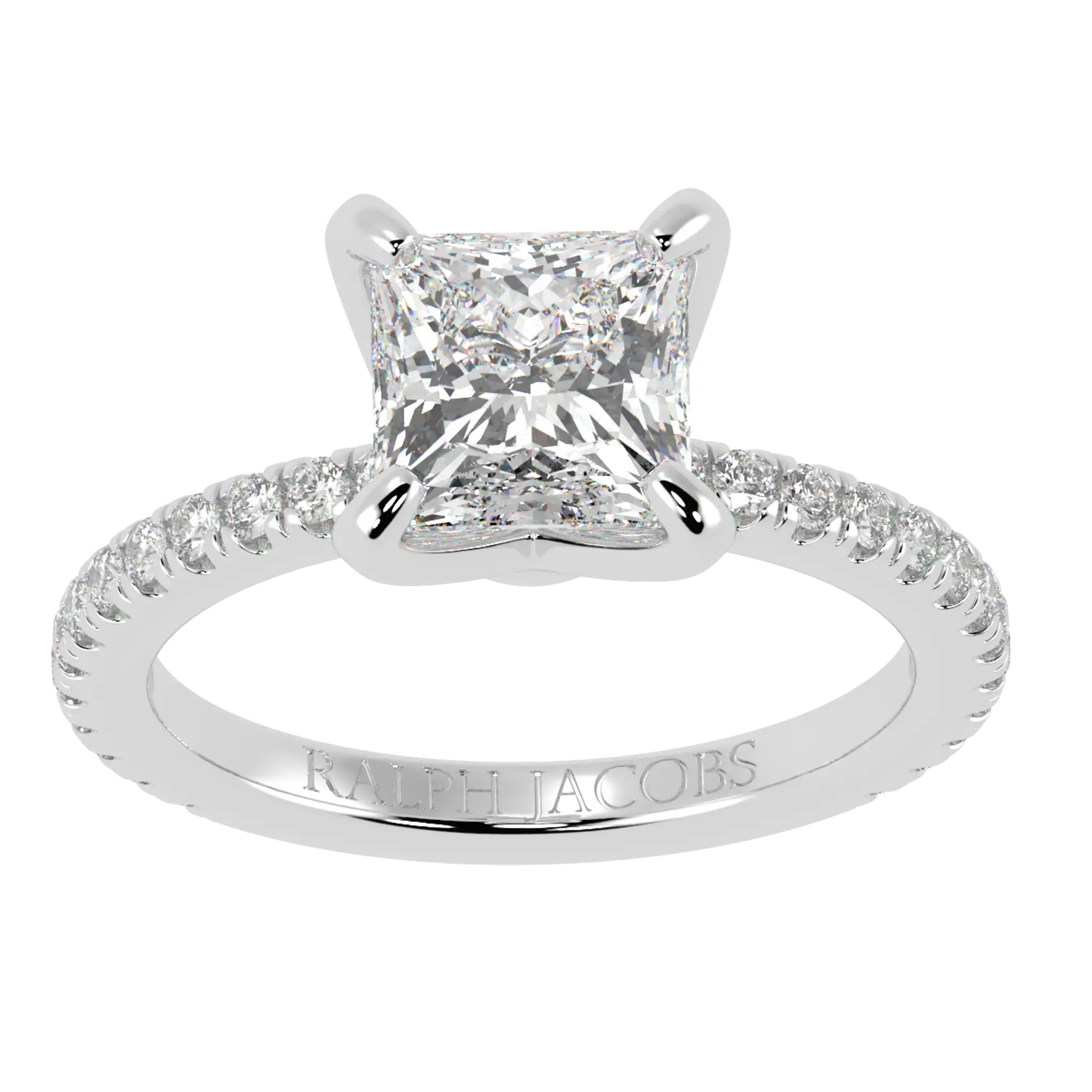 Betty 9K White Gold Accent Engagement Ring | Princess Shape