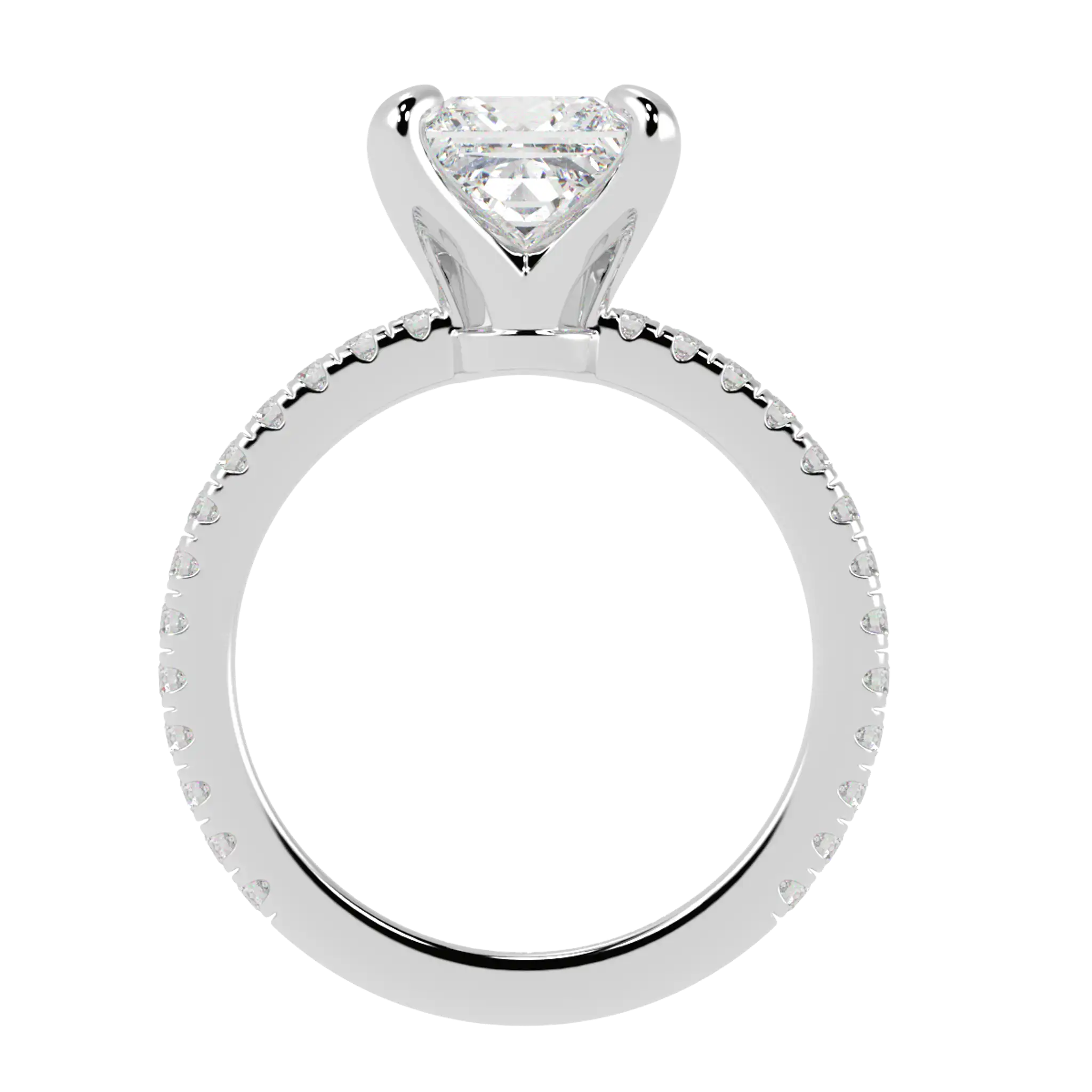 Betty 18K White Gold Accent Engagement Ring | Princess Shape