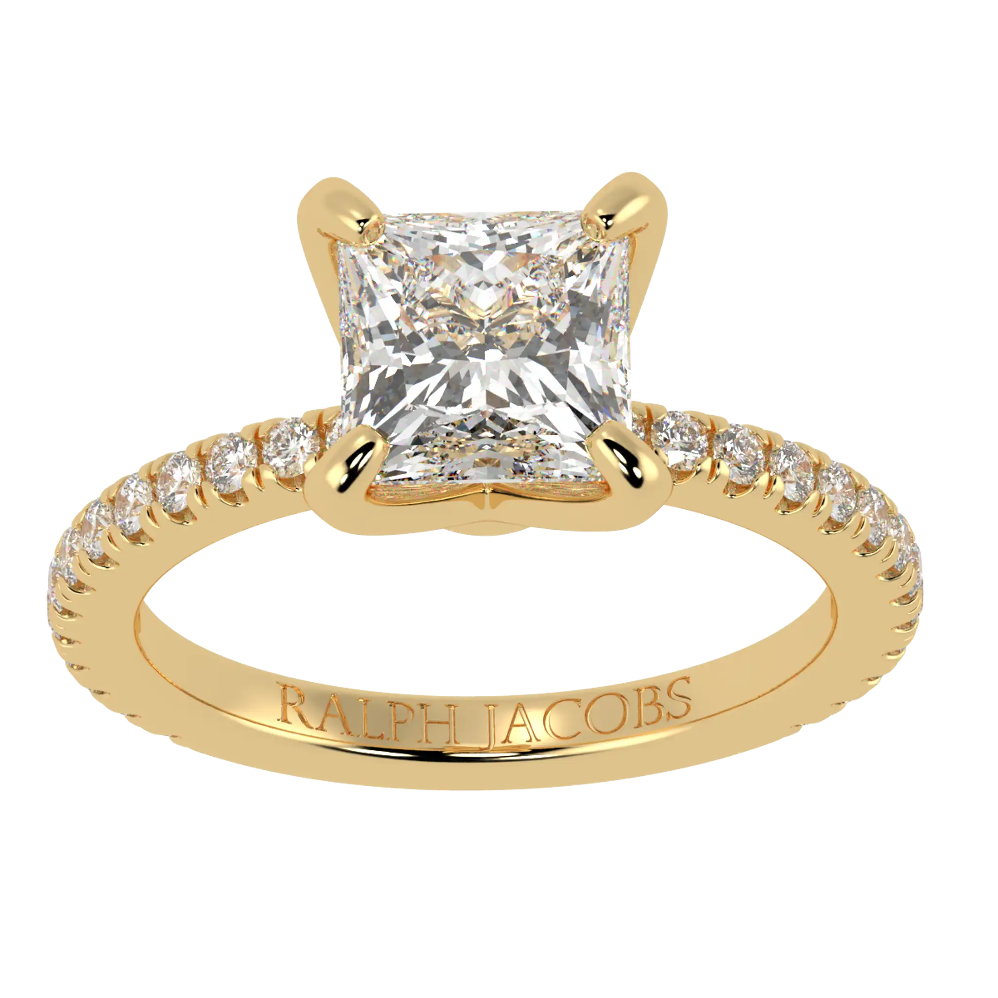 Betty 18K Yellow Gold Accent Engagement Ring | Princess Shape