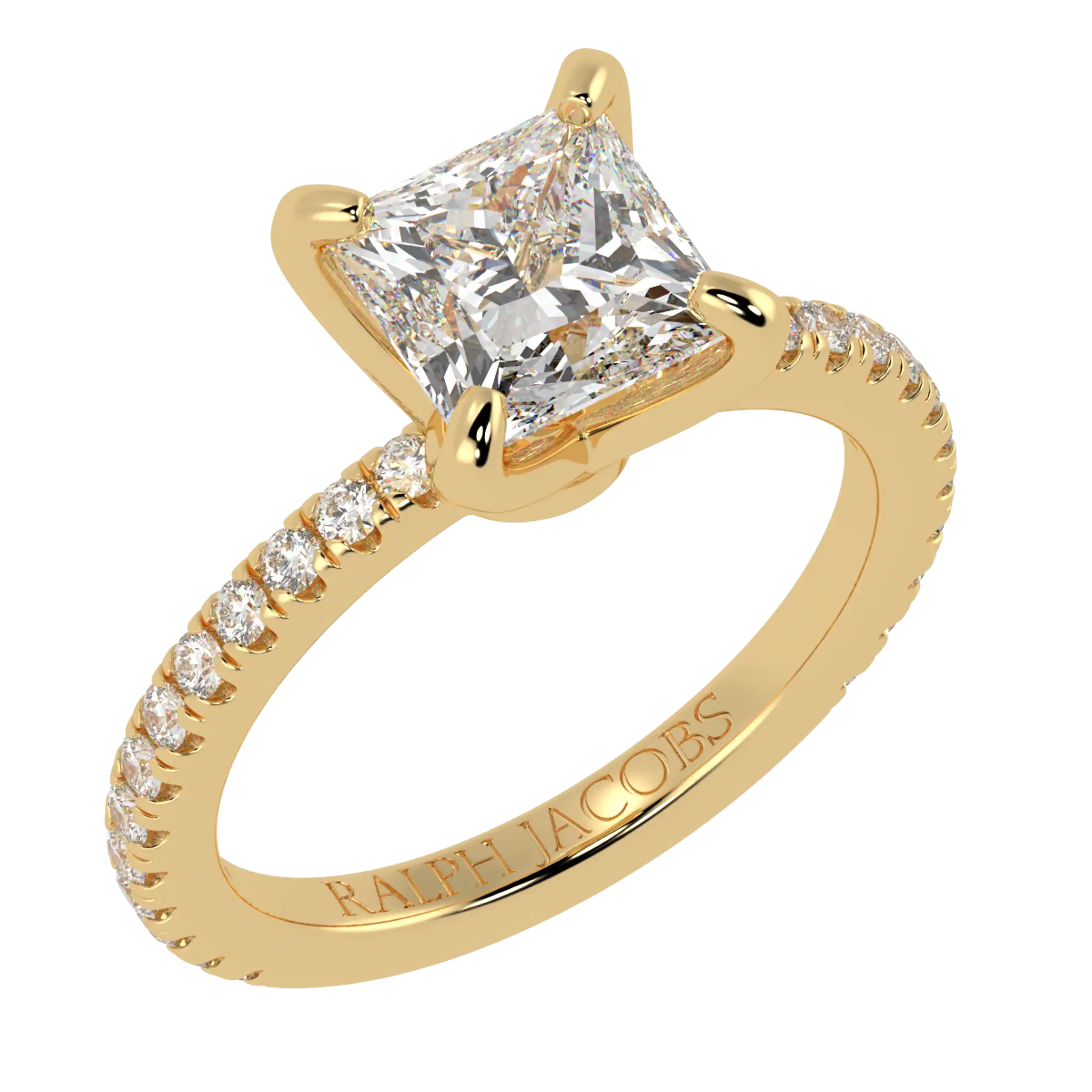 Betty 9K Yellow Gold Accent Engagement Ring | Princess Shape