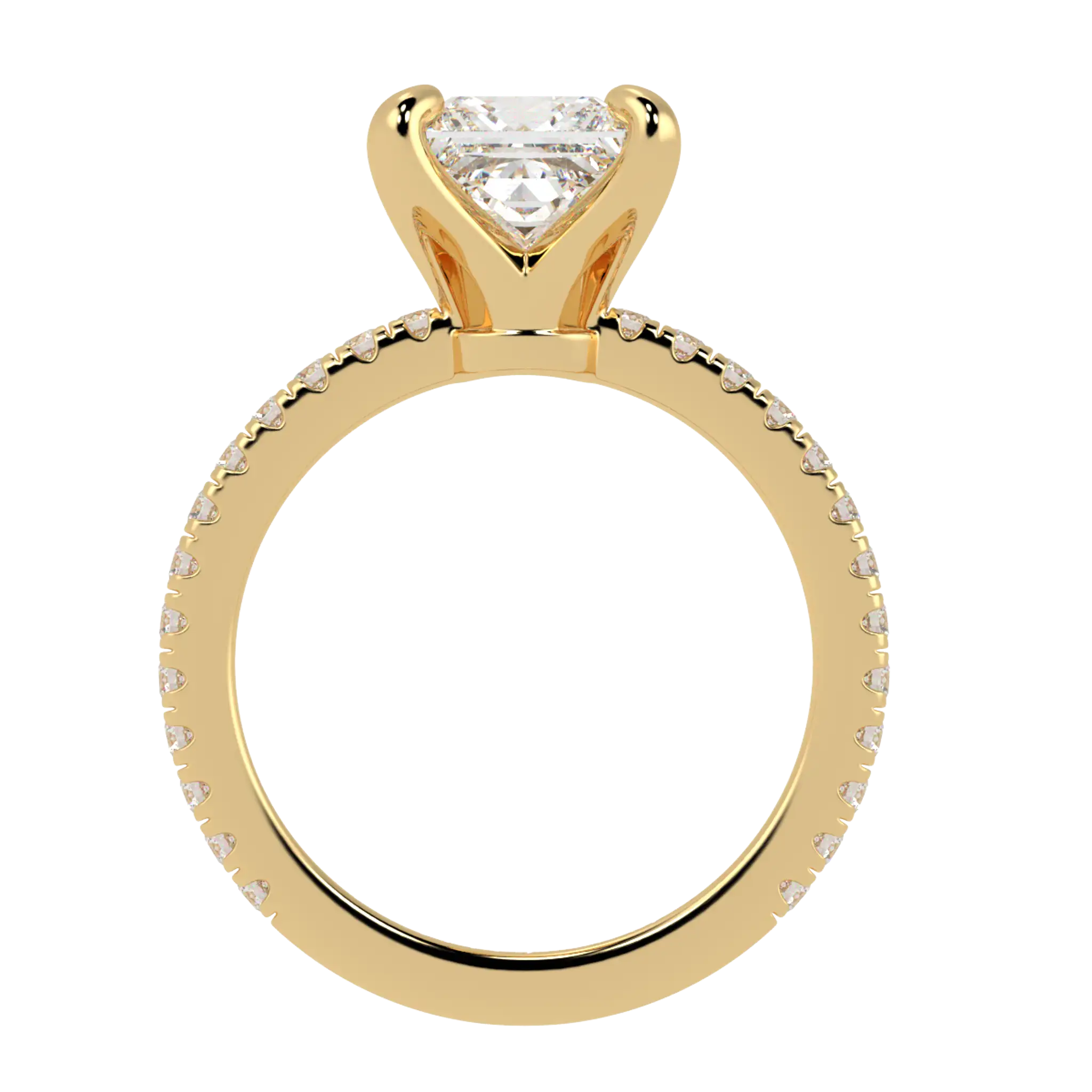 Betty 18K Yellow Gold Accent Engagement Ring | Princess Shape