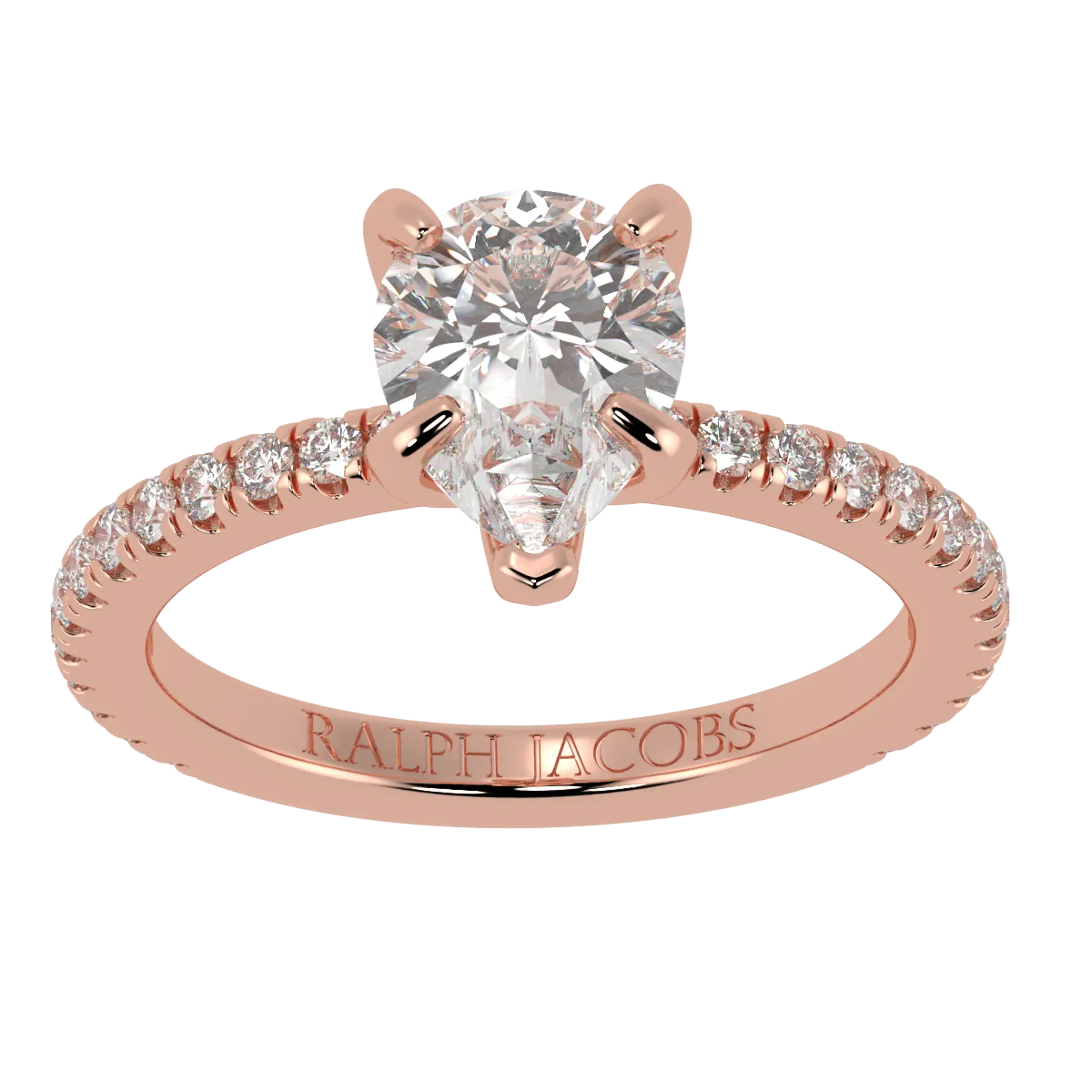 Bague de fiançailles Betty en or rose 14 carats | Forme poire