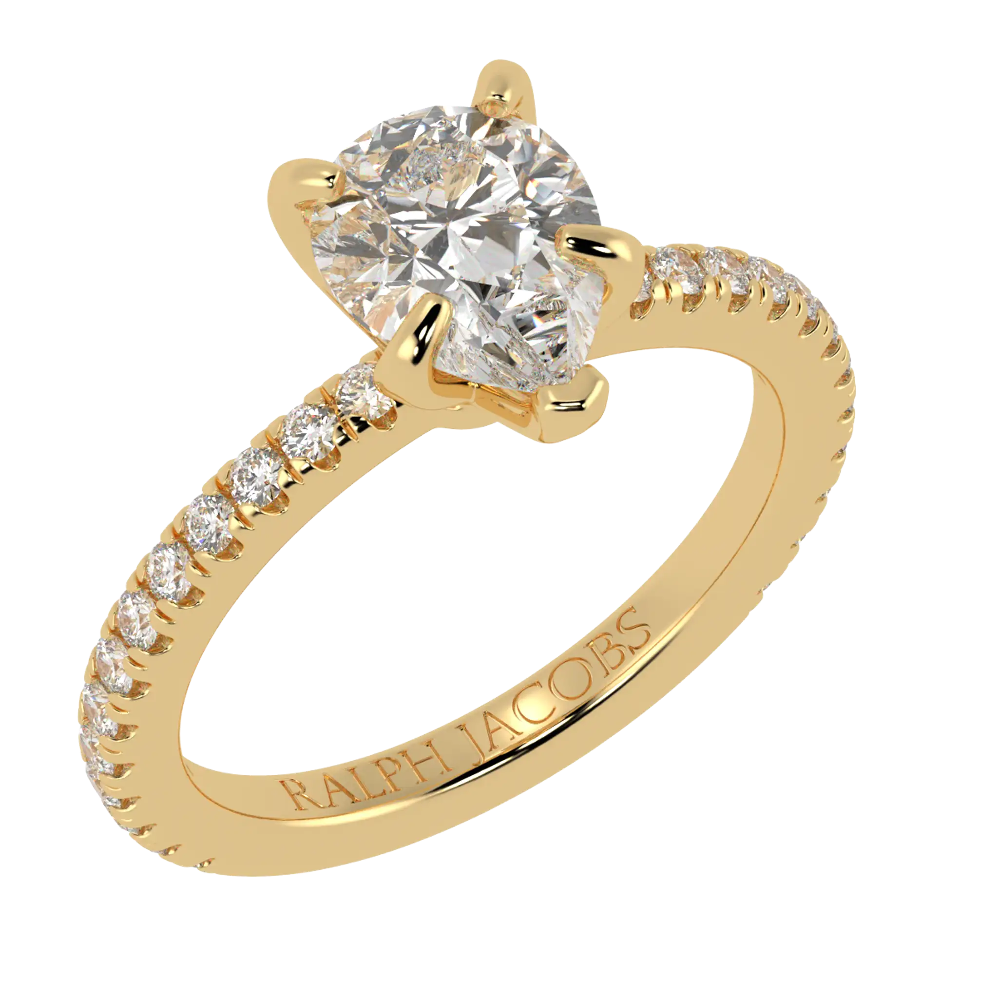 Betty 18K Yellow Gold Accent Engagement Ring | Pear Shape