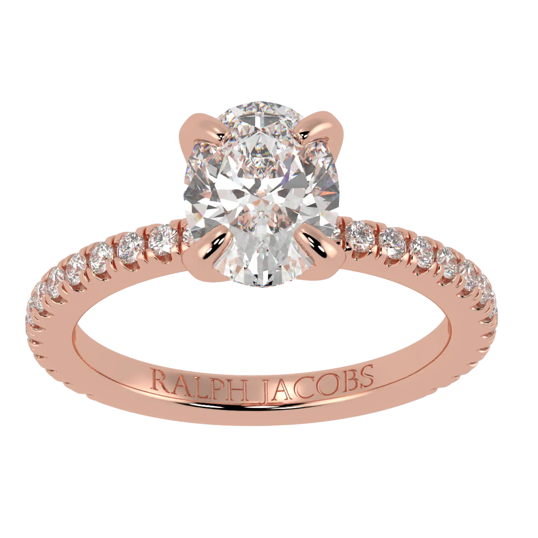 Bague de fiançailles Betty en or rose 14 carats | Forme ovale