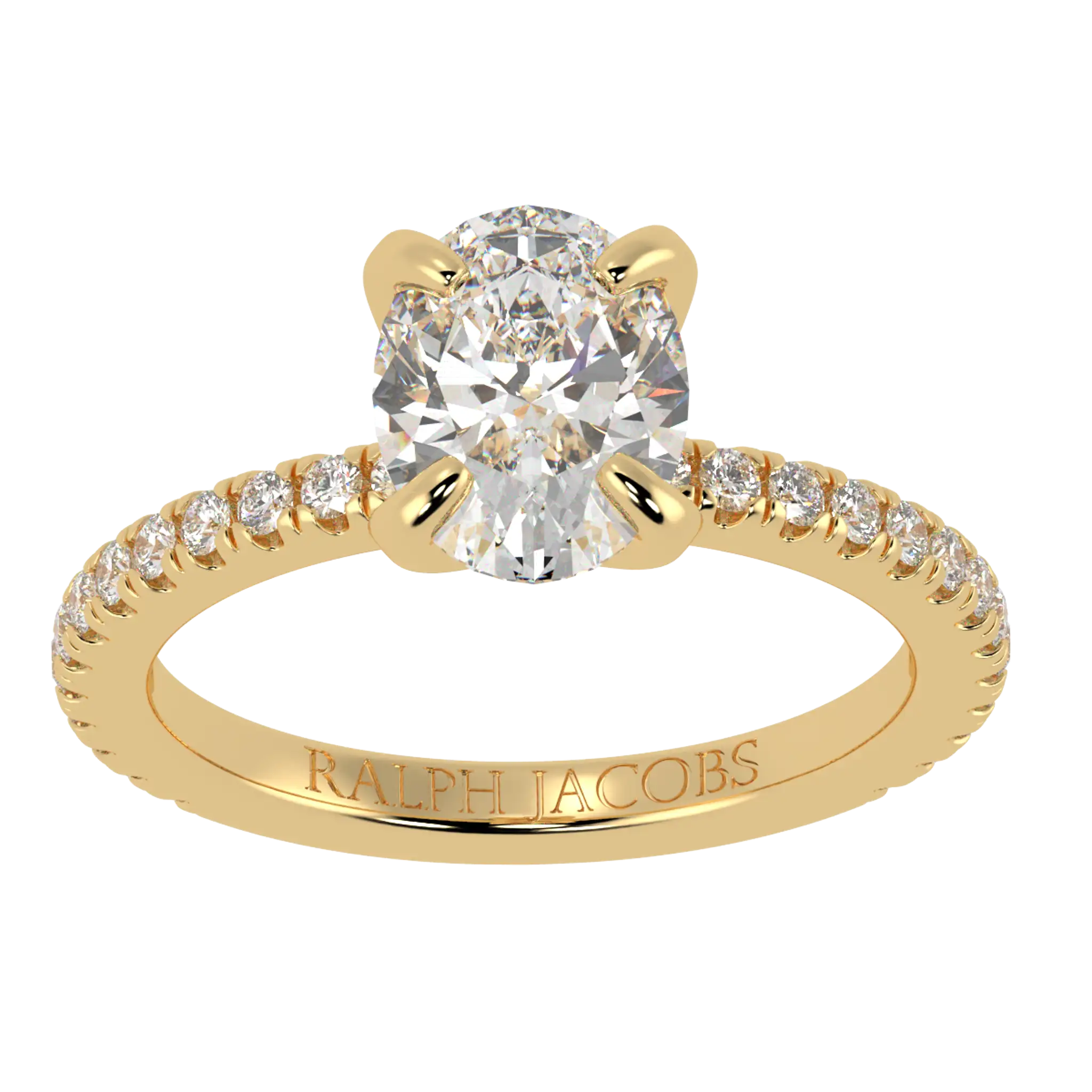 Betty 18K Yellow Gold Accent Engagement Ring | Oval Shape