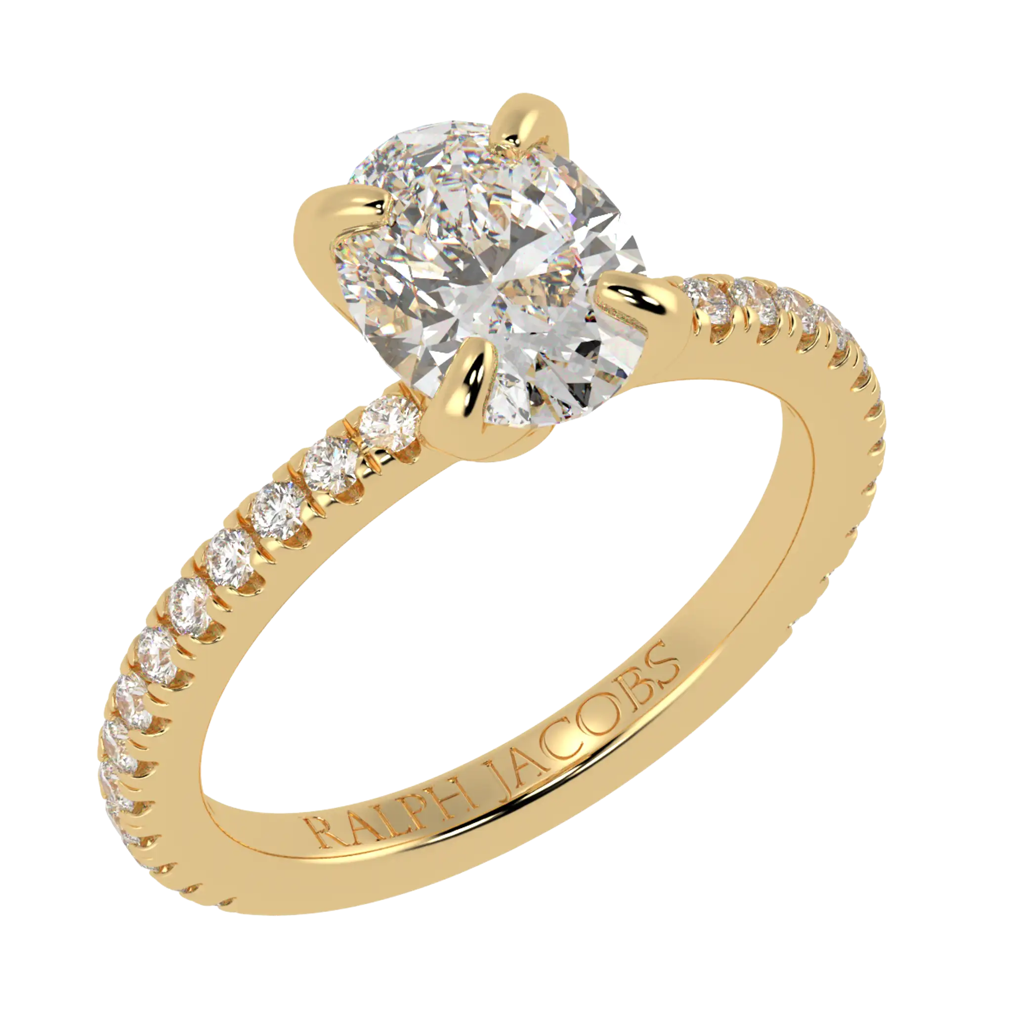 Betty 9K Yellow Gold Accent Engagement Ring | Oval Shape