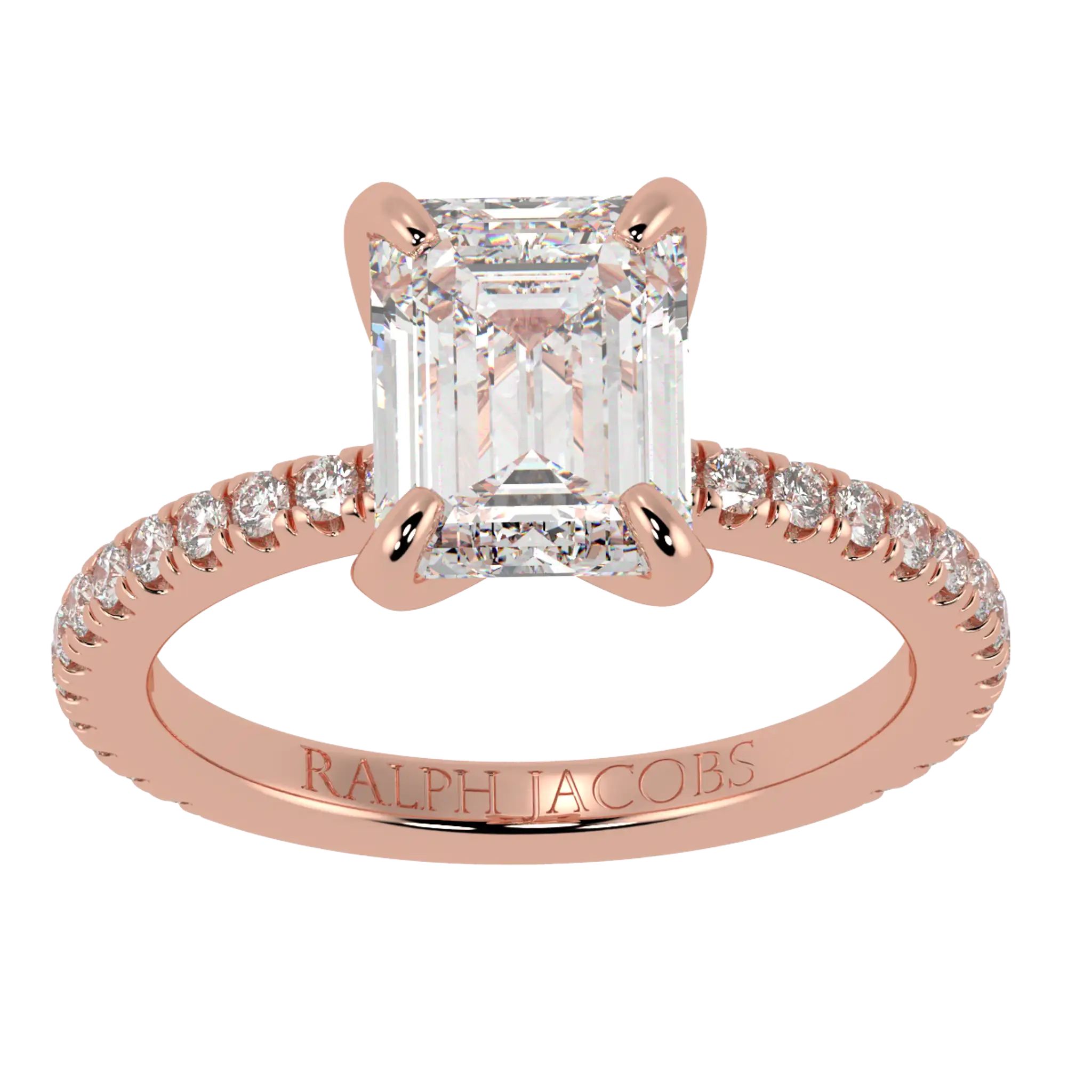 Betty 14K Rose Gold Accent Engagement Ring | Emerald Shape