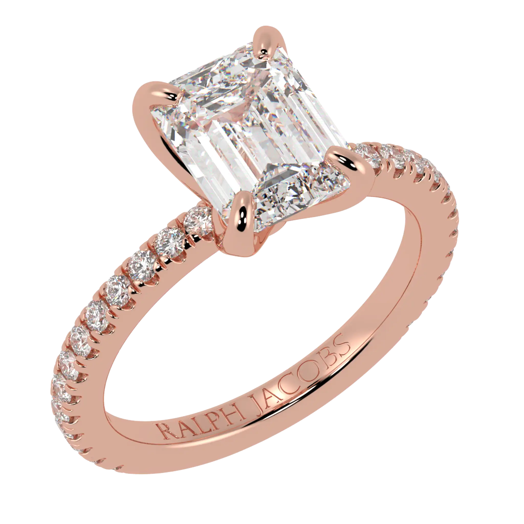 Betty 14K Rose Gold Accent Engagement Ring | Emerald Shape