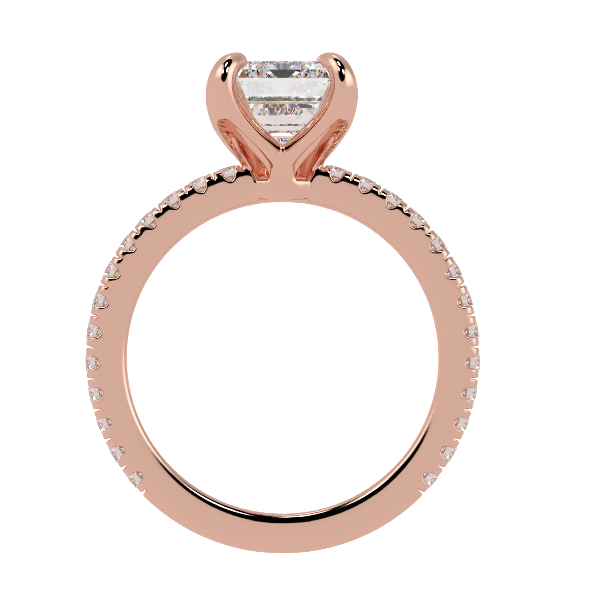 Betty 14K Rose Gold Accent Engagement Ring | Emerald Shape