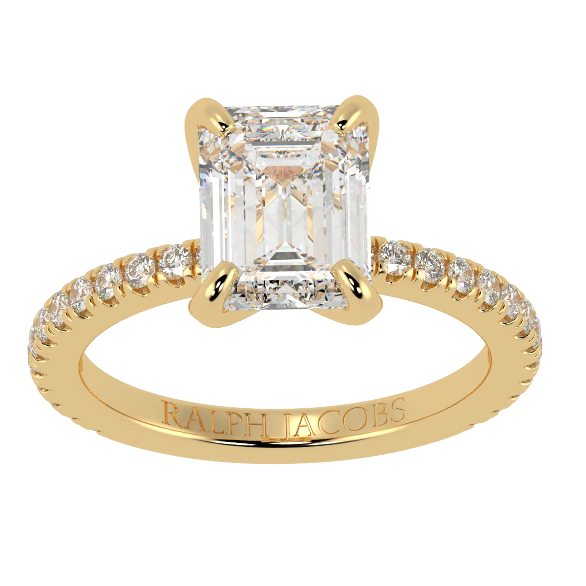 Betty 9K Yellow Gold Accent Engagement Ring | Emerald Shape