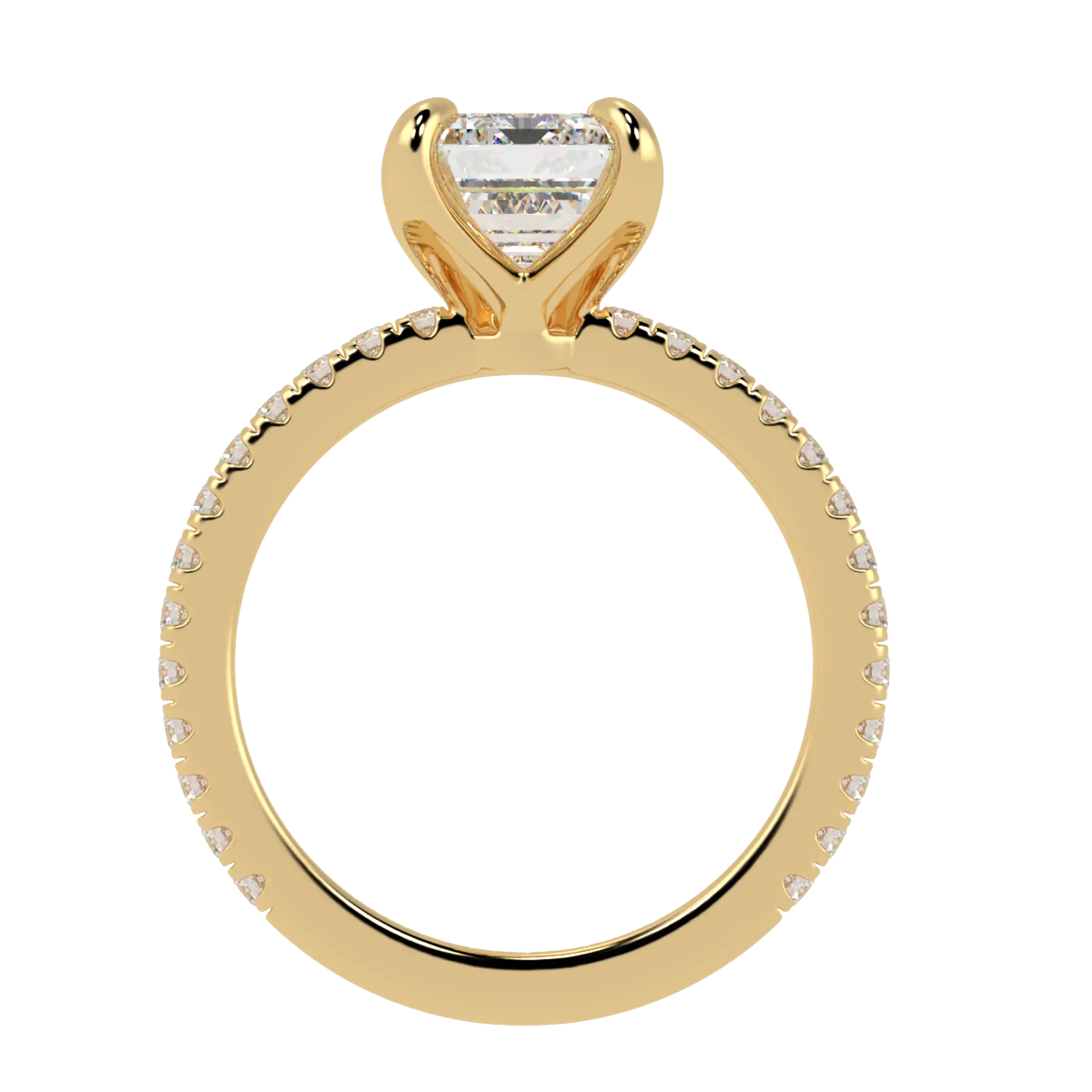 Betty 9K Yellow Gold Accent Engagement Ring | Emerald Shape