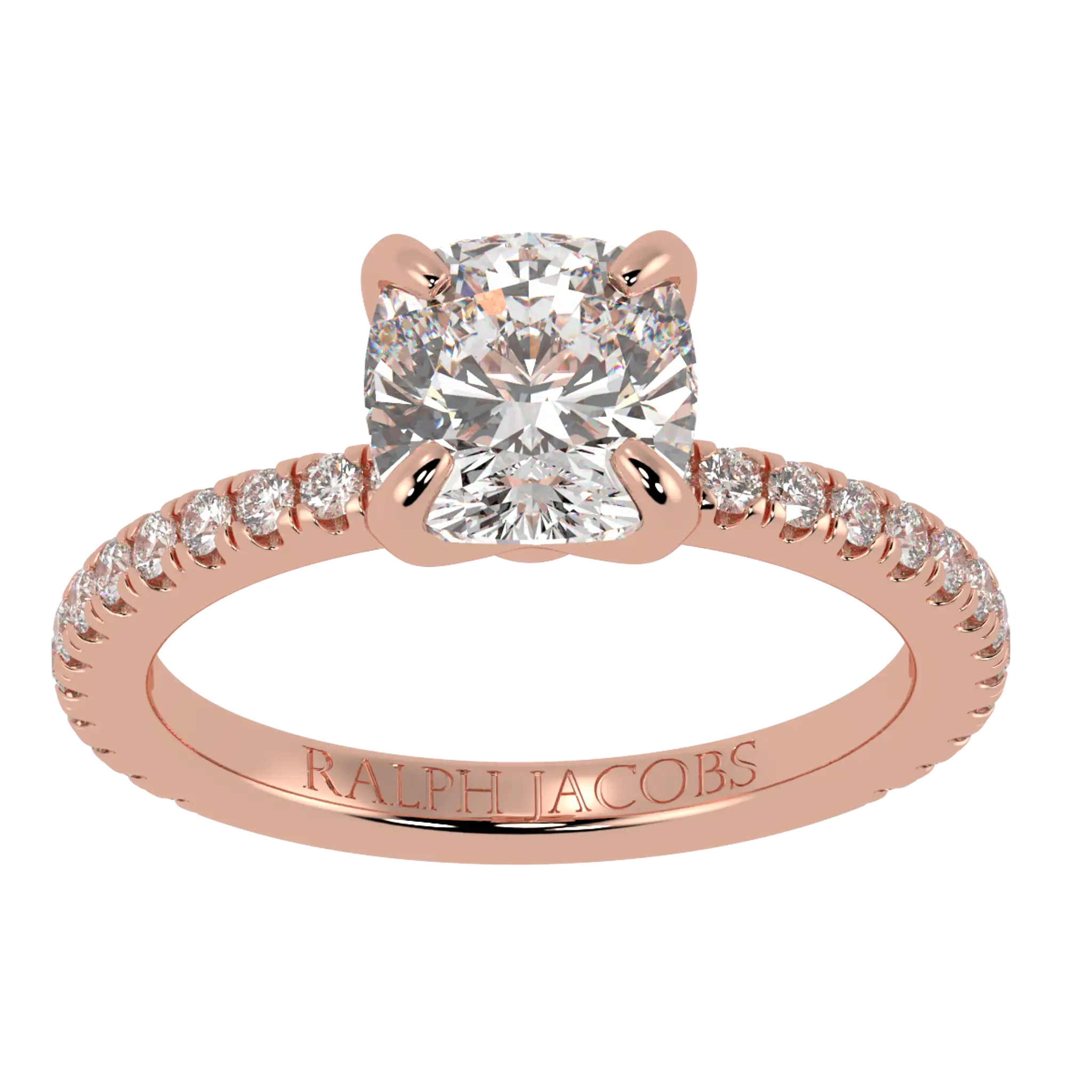 Betty 14K Rose Gold Accent Engagement Ring | Cushion Shape