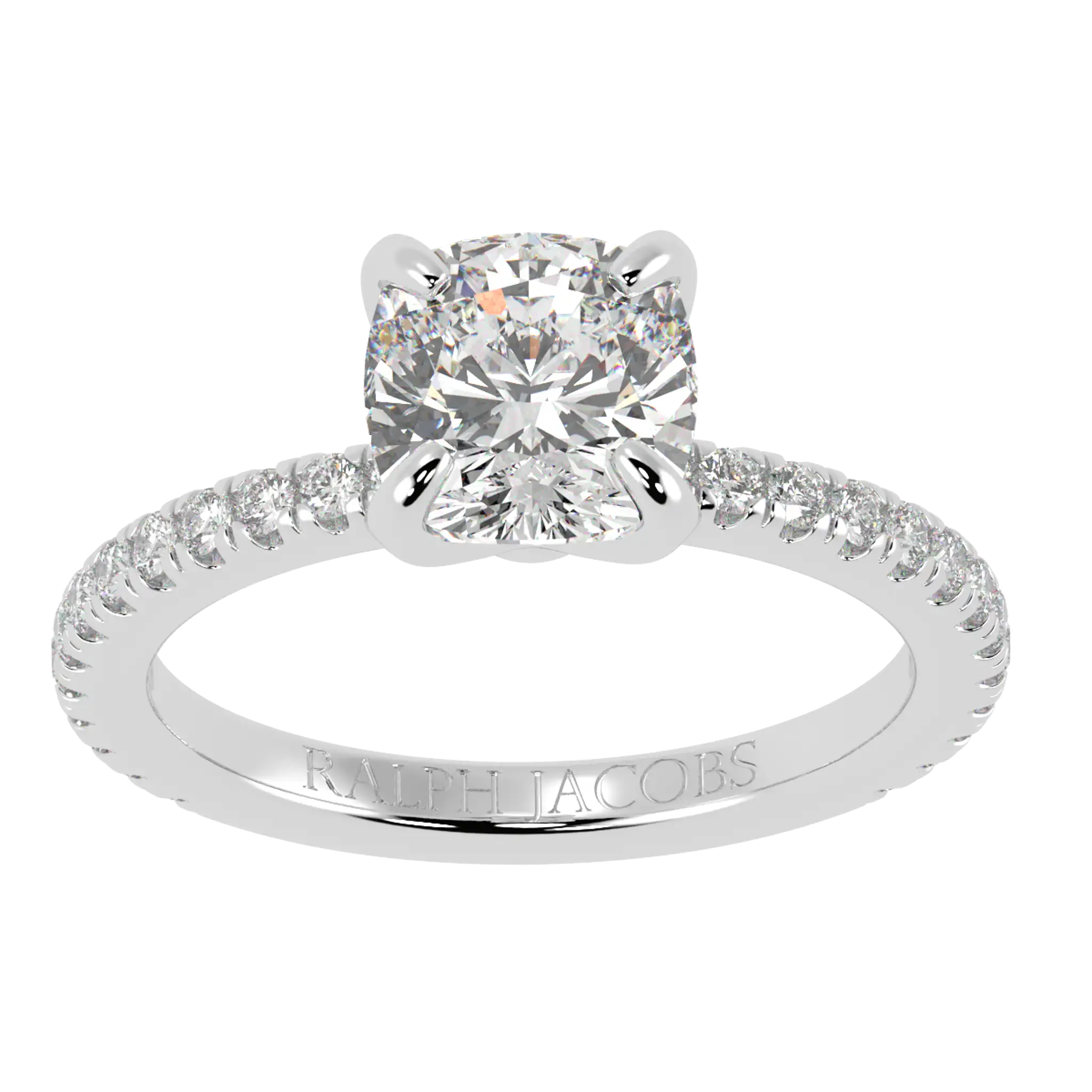 Betty 18K White Gold Accent Engagement Ring | Cushion Shape