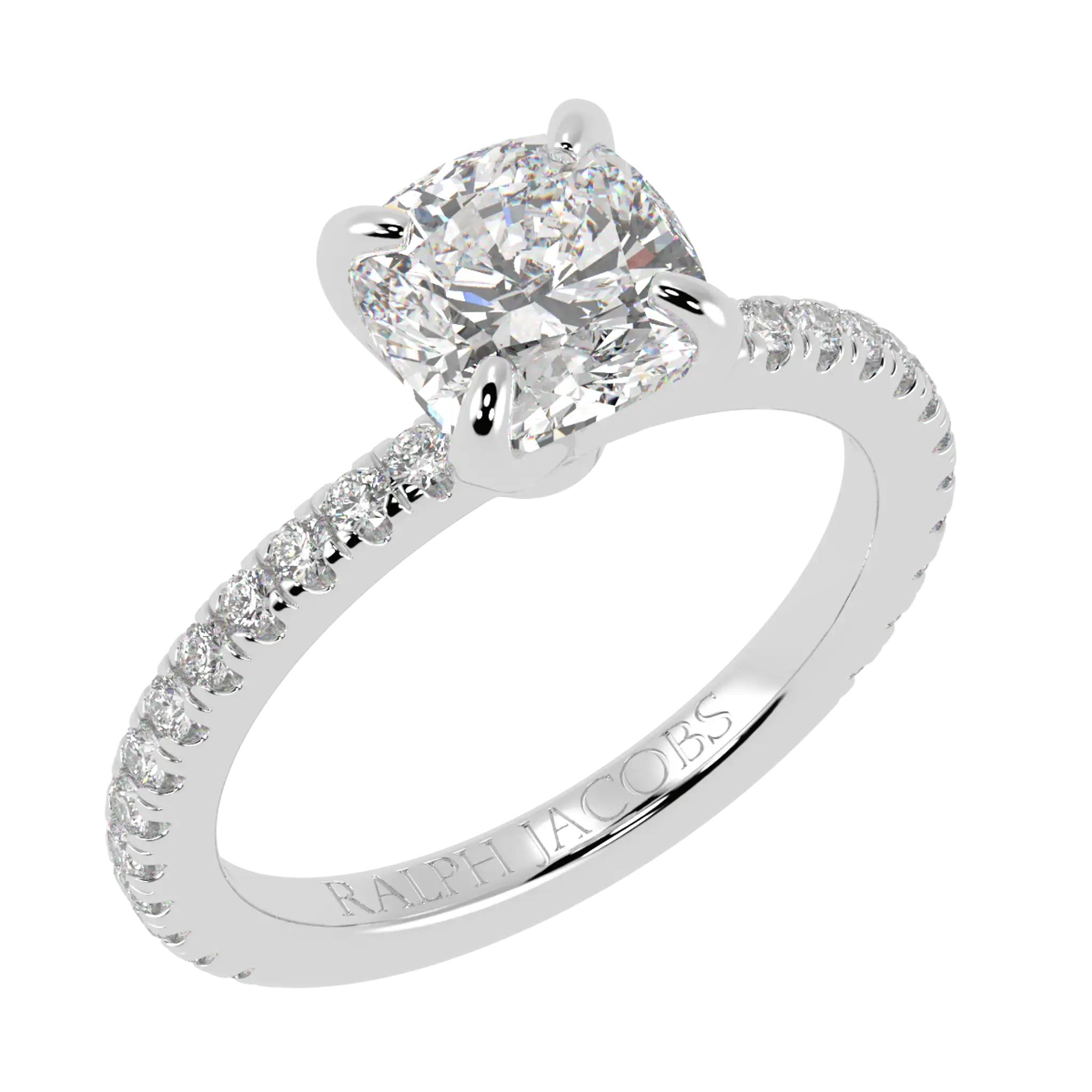 Betty 18K White Gold Accent Engagement Ring | Cushion Shape