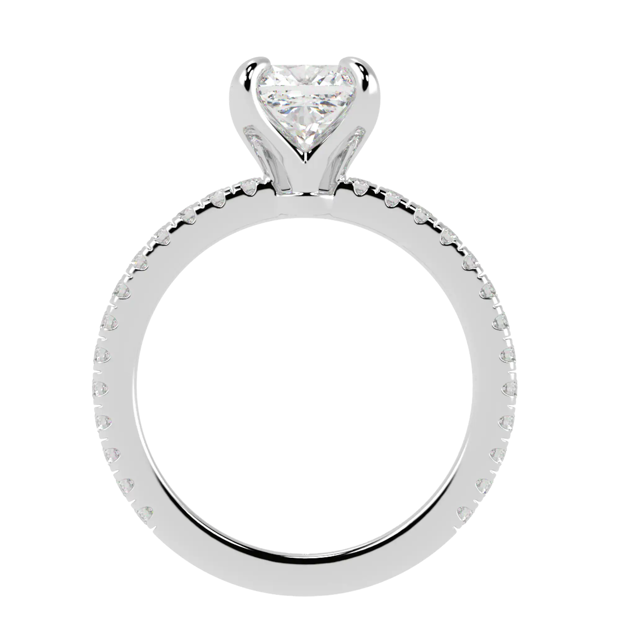 Betty 18K White Gold Accent Engagement Ring | Cushion Shape