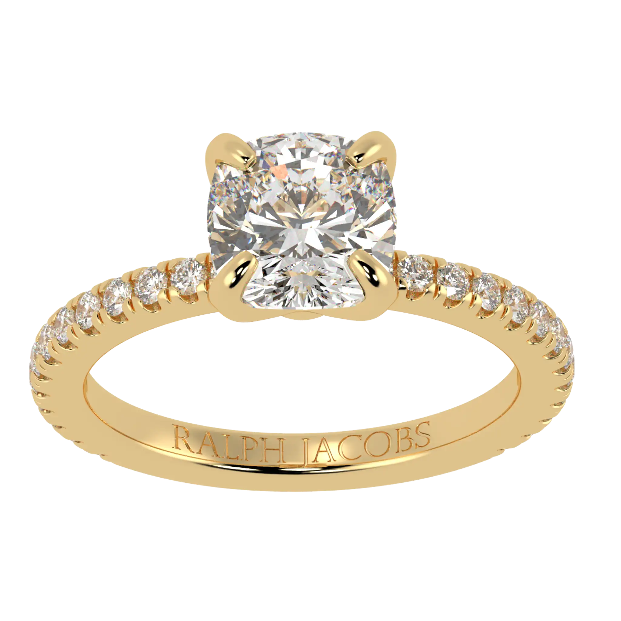 Betty 9K Yellow Gold Accent Engagement Ring | Cushion Shape