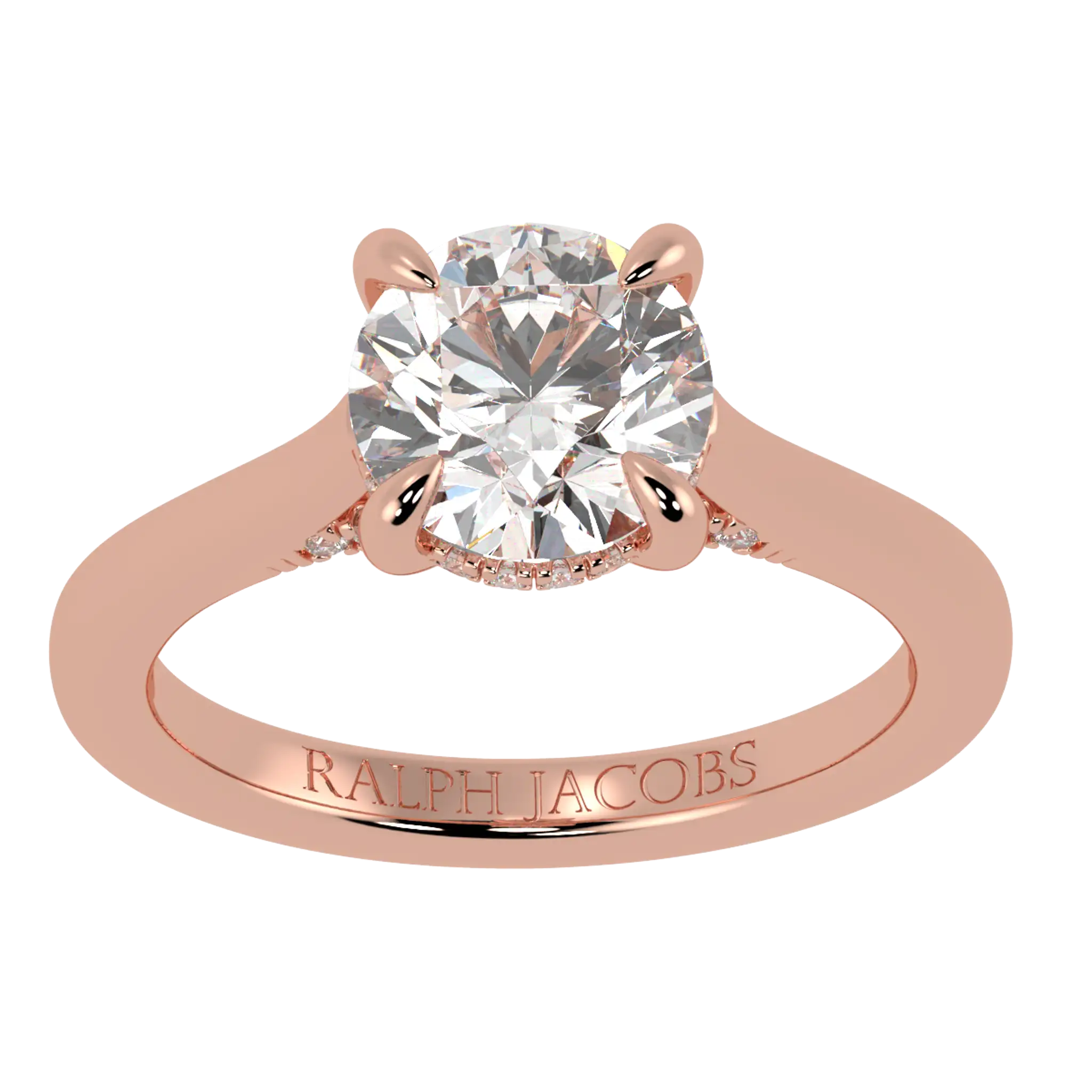 Bague de fiançailles Arya en or rose 14 carats avec halo caché