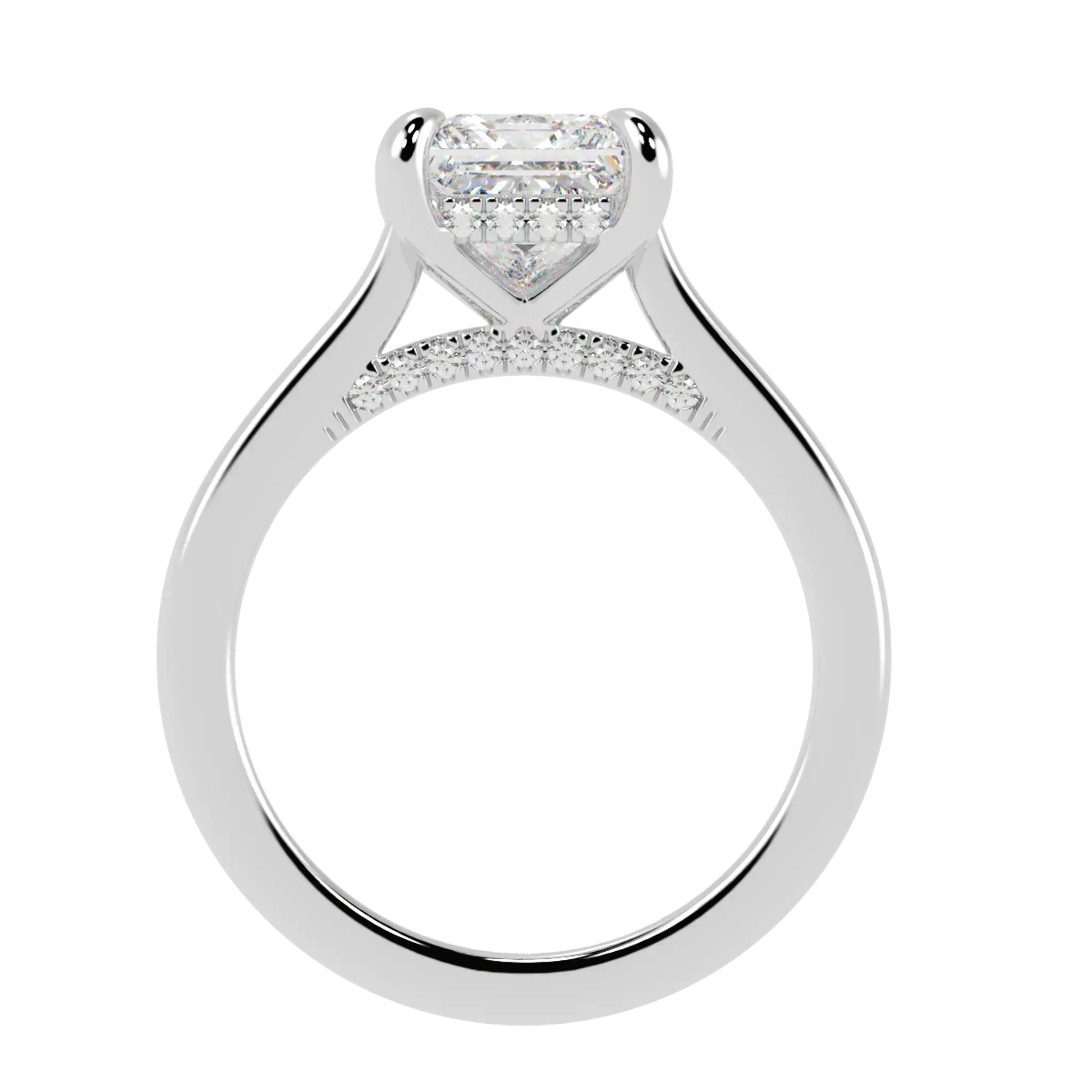 Bague de fiançailles Arya en or blanc 18 carats avec halo caché | Forme princesse