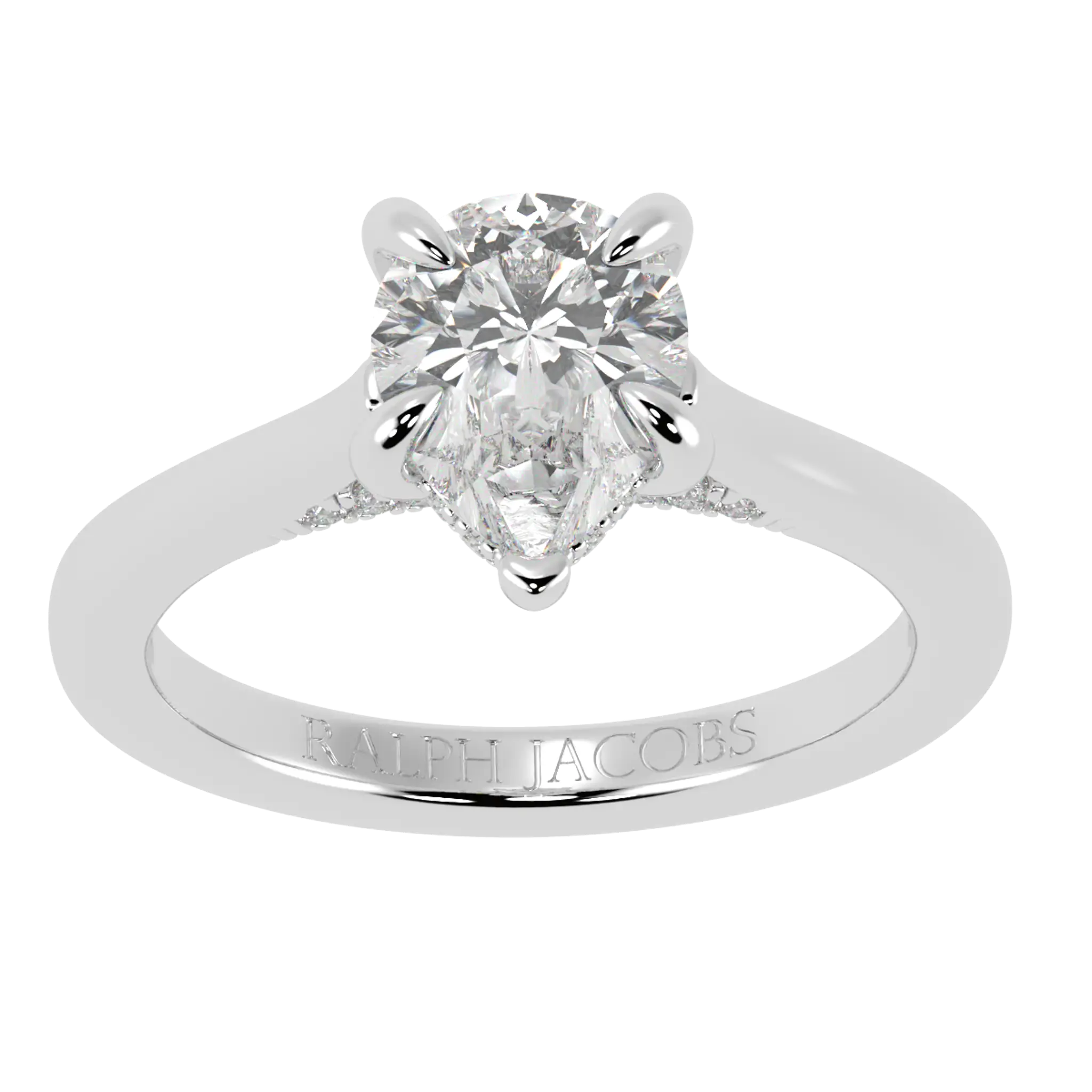 Bague de fiançailles Arya Platinum Hidden Halo | Forme poire