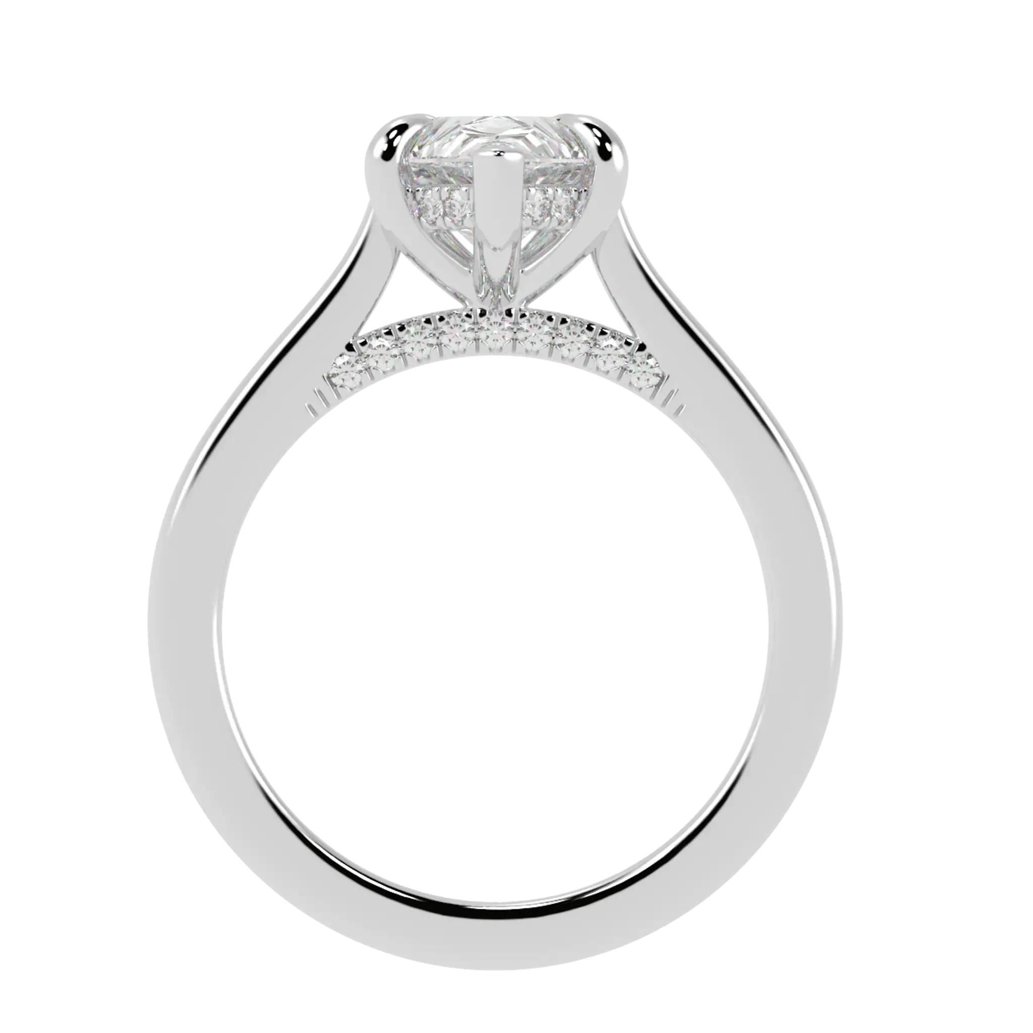 Bague de fiançailles Arya en or blanc 18 carats avec halo caché | Forme poire