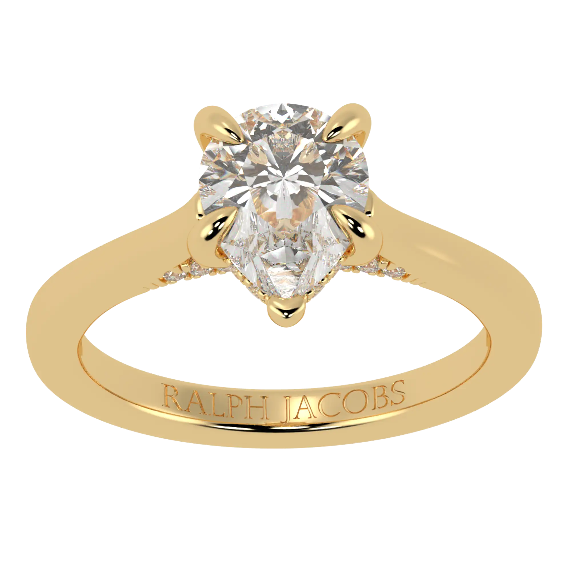 Bague de fiançailles Arya en or jaune 18 carats avec halo caché | Forme poire