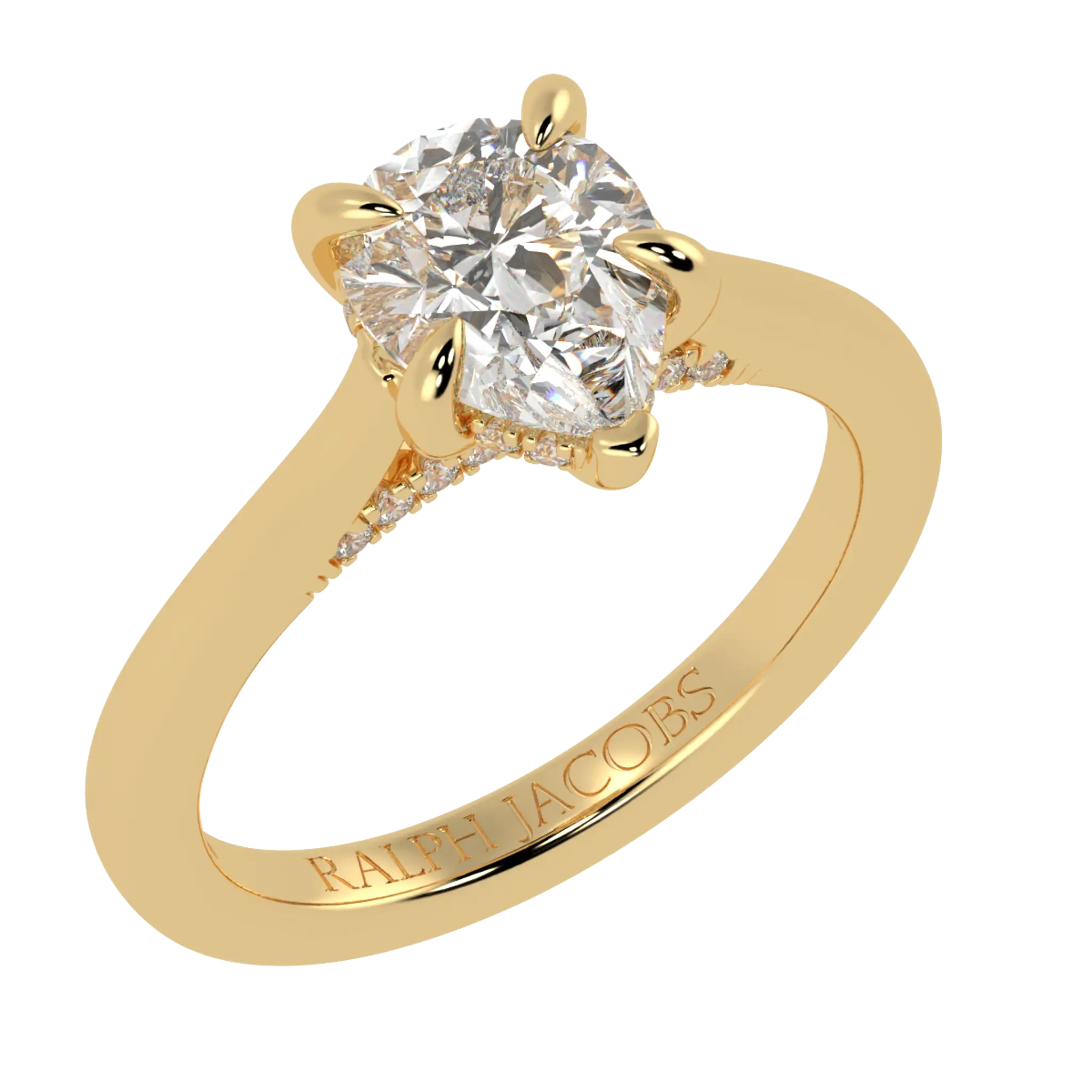 Arya 18K Yellow Gold Hidden Halo Engagement Ring | Pear Shape