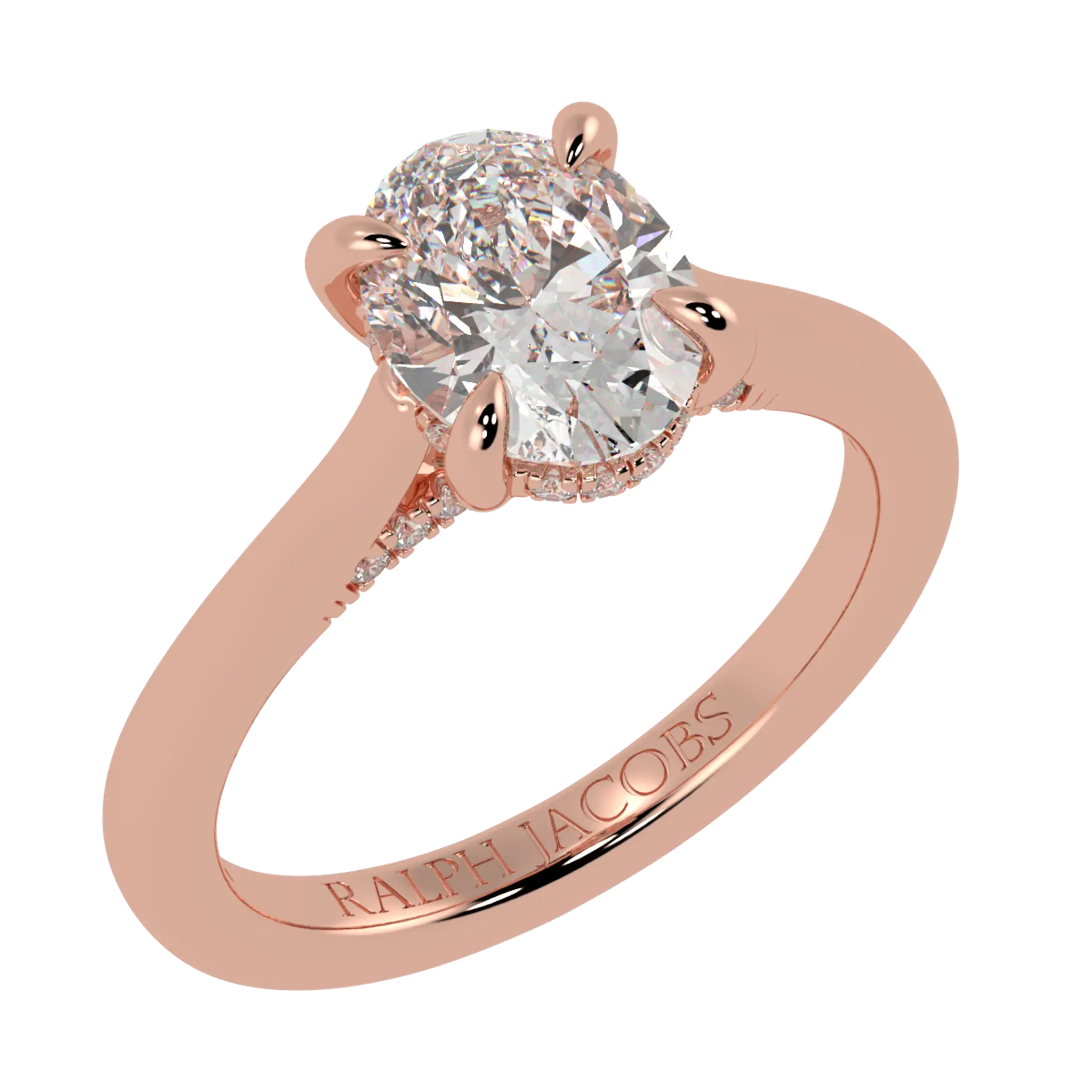 Arya 14K Rose Gold Hidden Halo Engagement Ring | Oval Shape