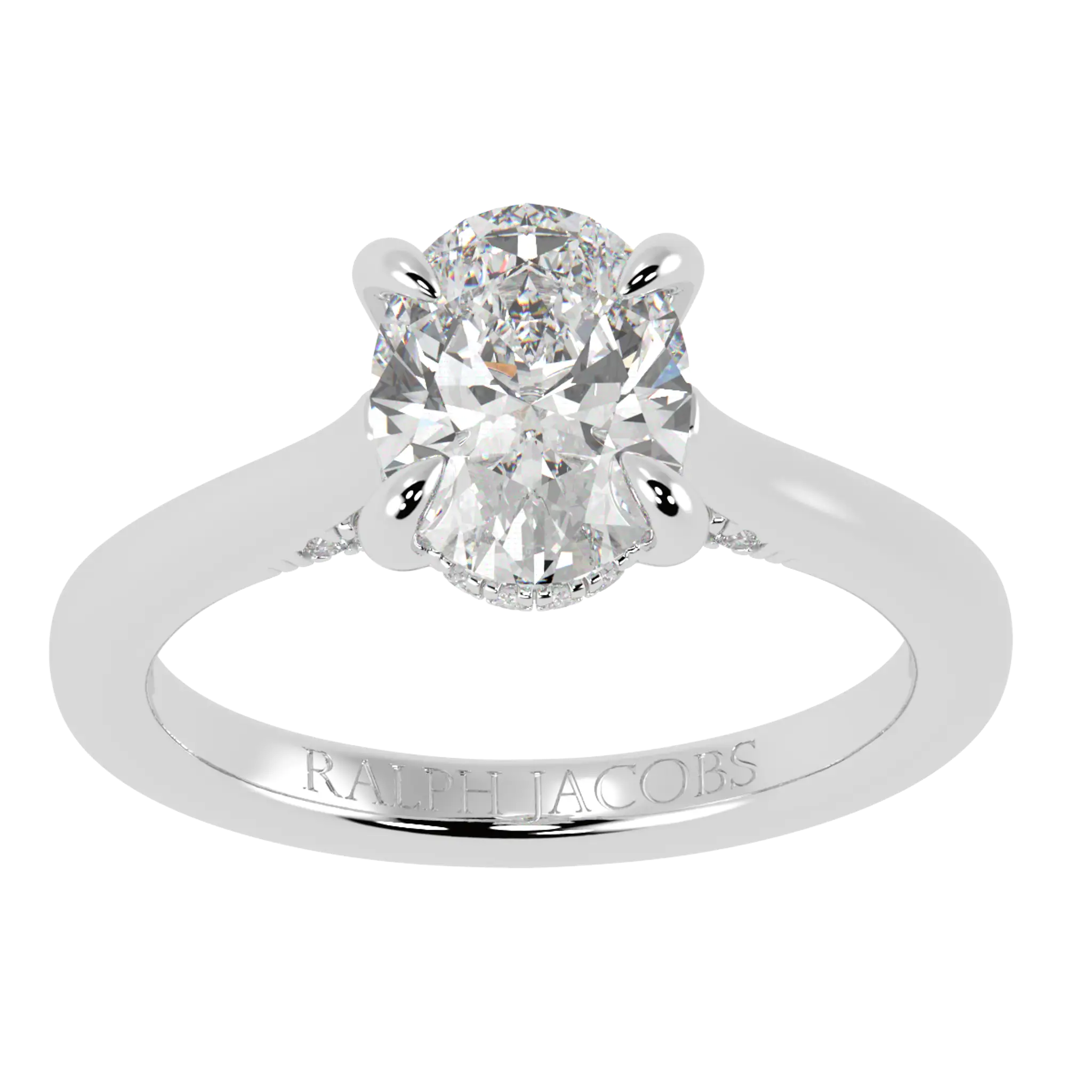 Bague de fiançailles Arya en or blanc 18 carats avec halo caché | Forme ovale