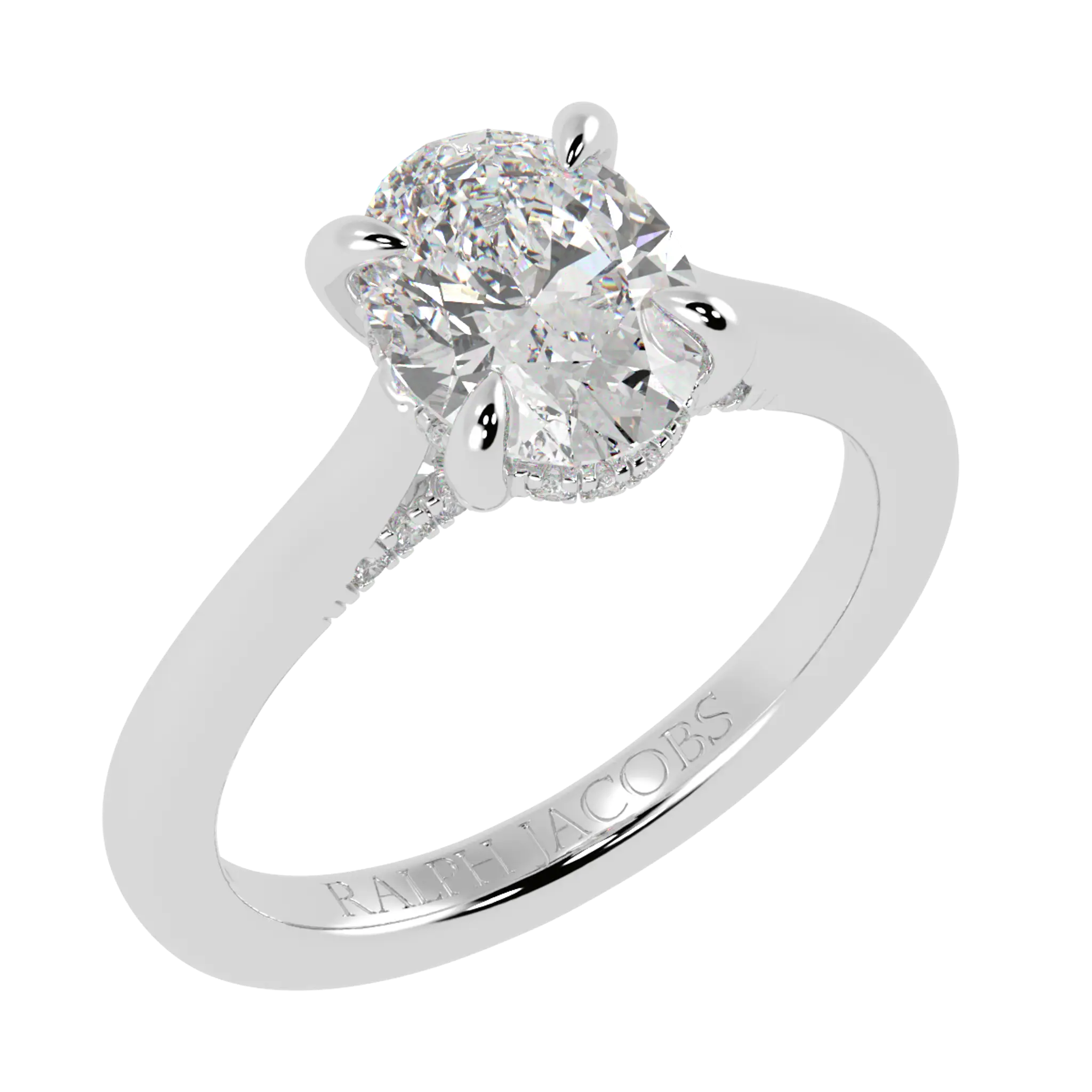 Arya Platinum Hidden Halo Engagement Ring | Oval Shape