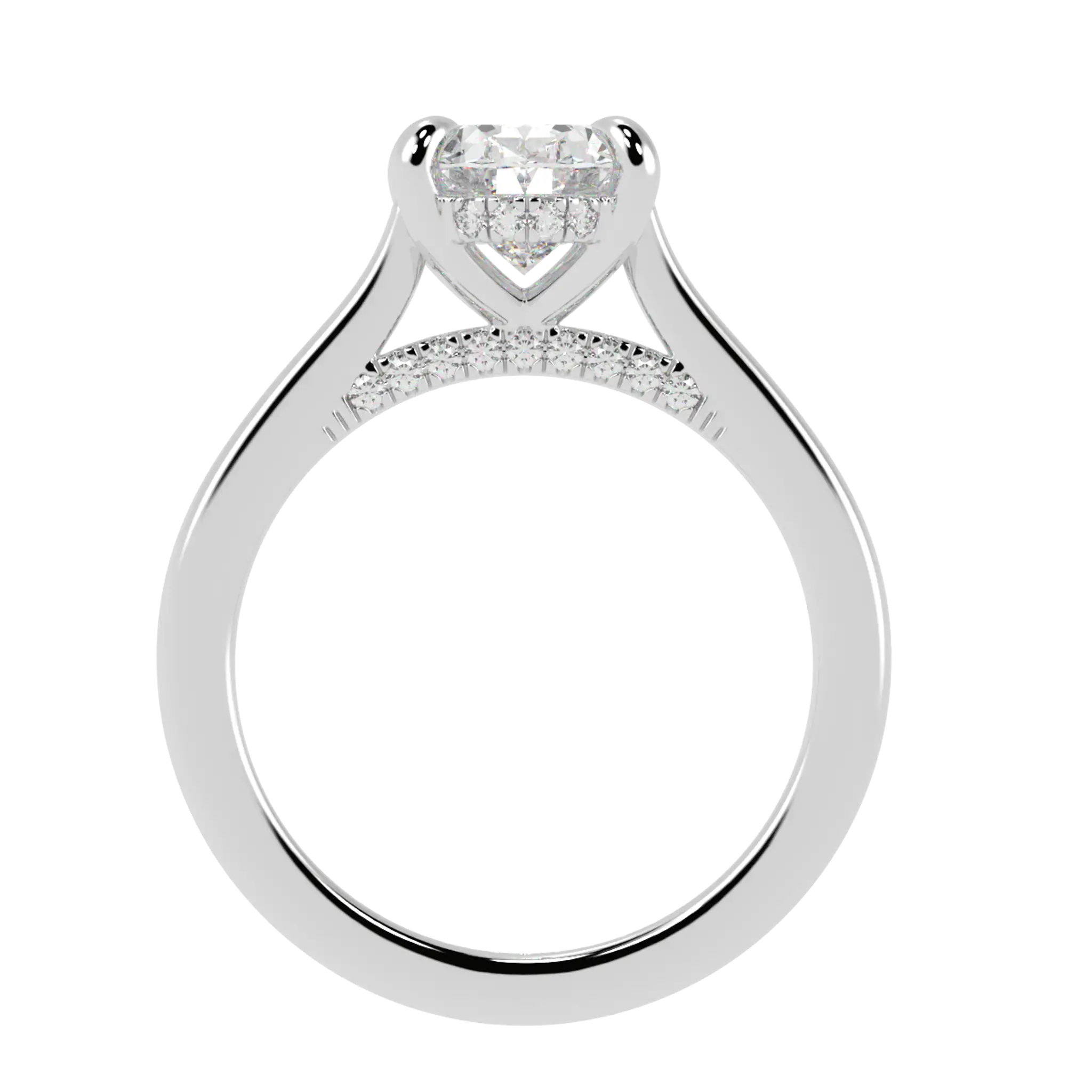 Bague de fiançailles Arya en or blanc 9 carats avec halo caché | Forme ovale