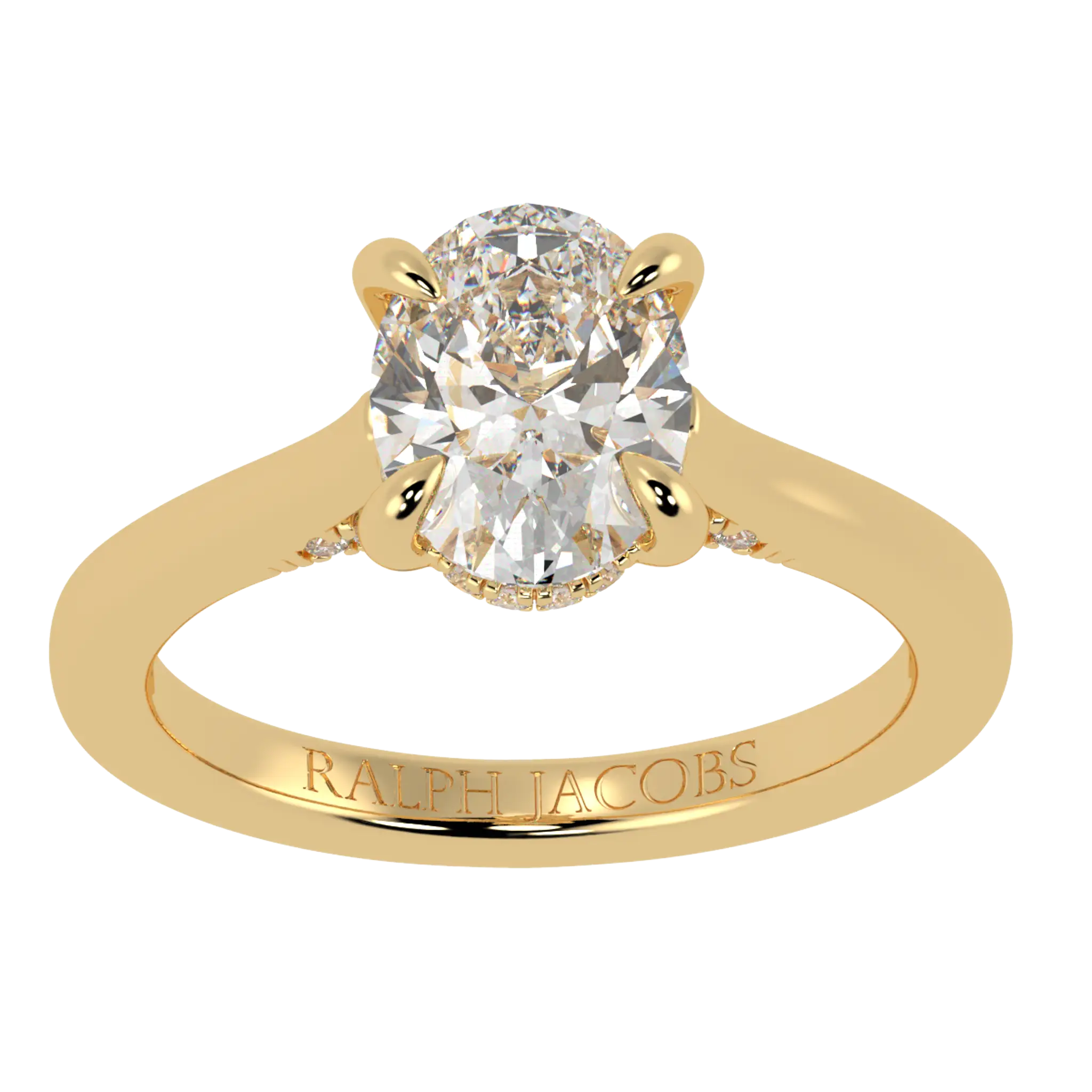 Arya 18K Yellow Gold Hidden Halo Engagement Ring | Oval Shape