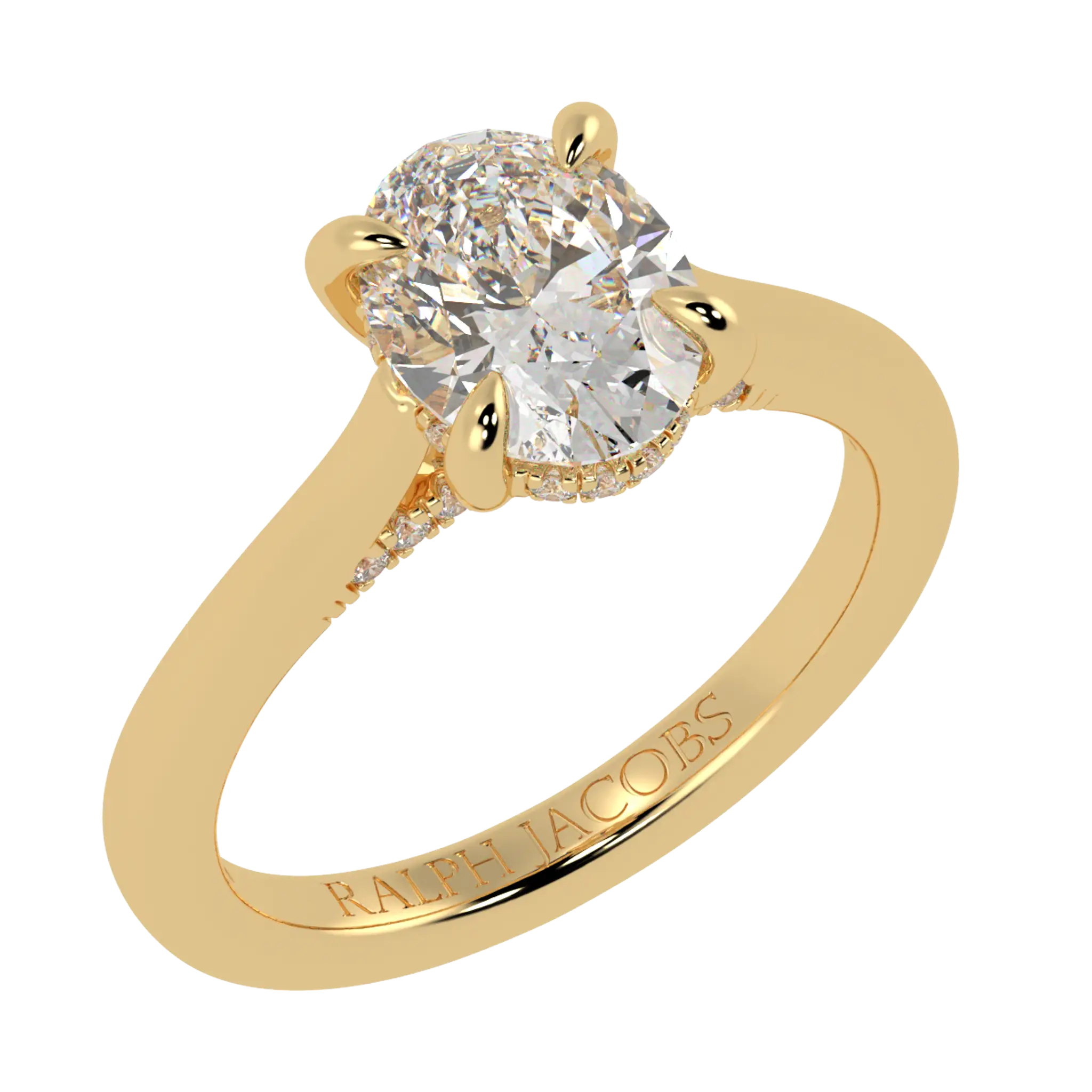 Arya 9K Yellow Gold Hidden Halo Engagement Ring | Oval Shape