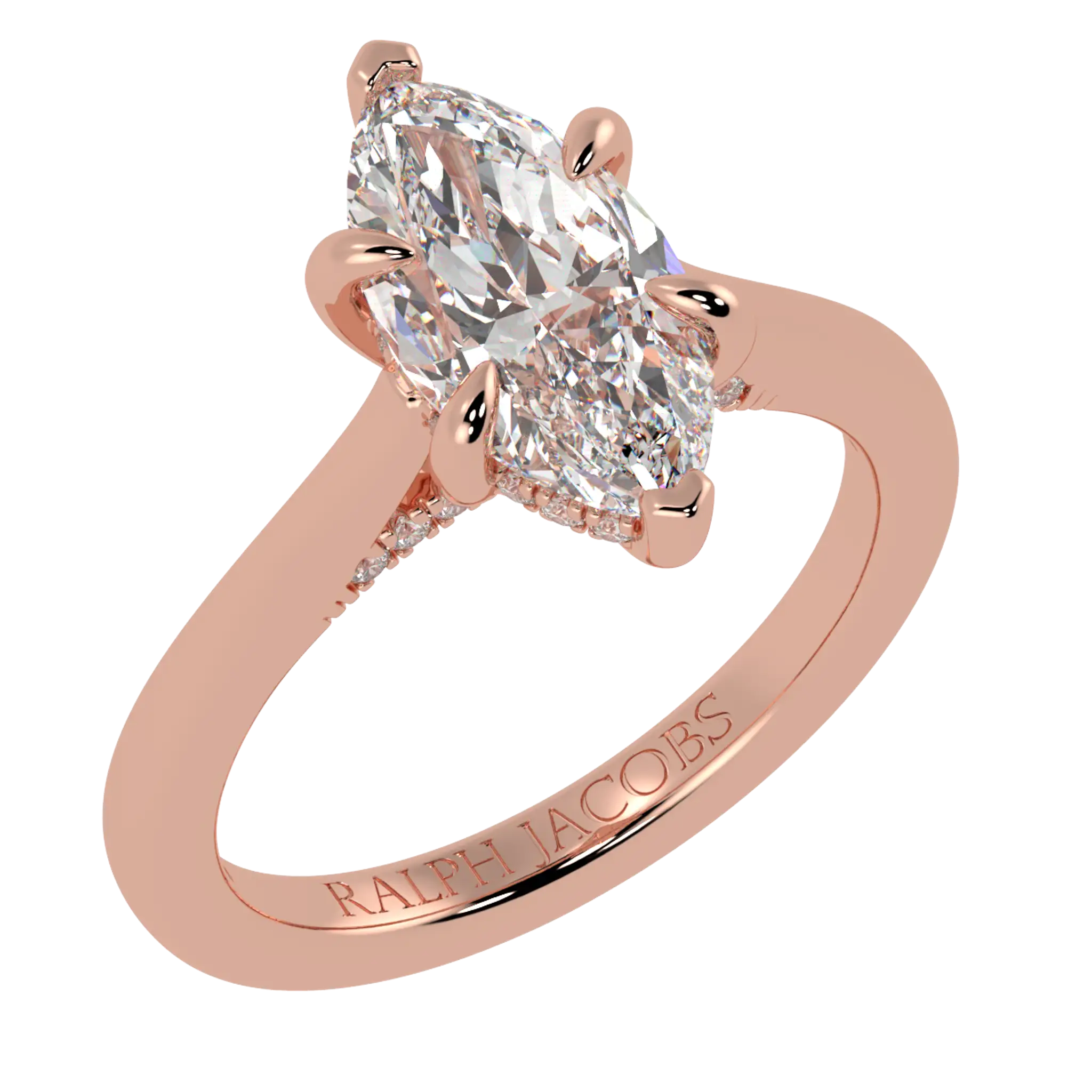 Arya 14K Rose Gold Hidden Halo Engagement Ring | Marquise Shape