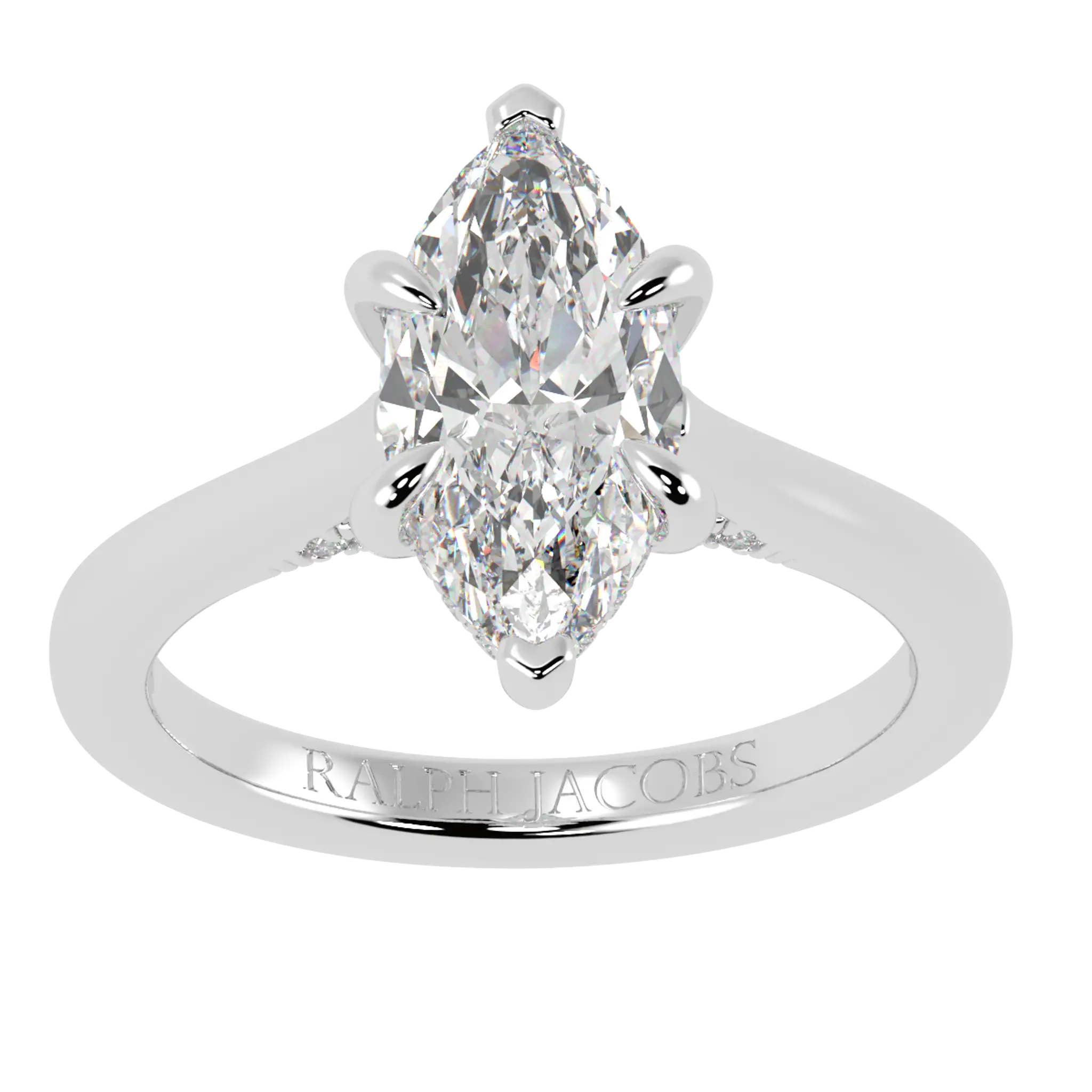 Bague de fiançailles Arya en or blanc 18 carats avec halo caché | Forme marquise