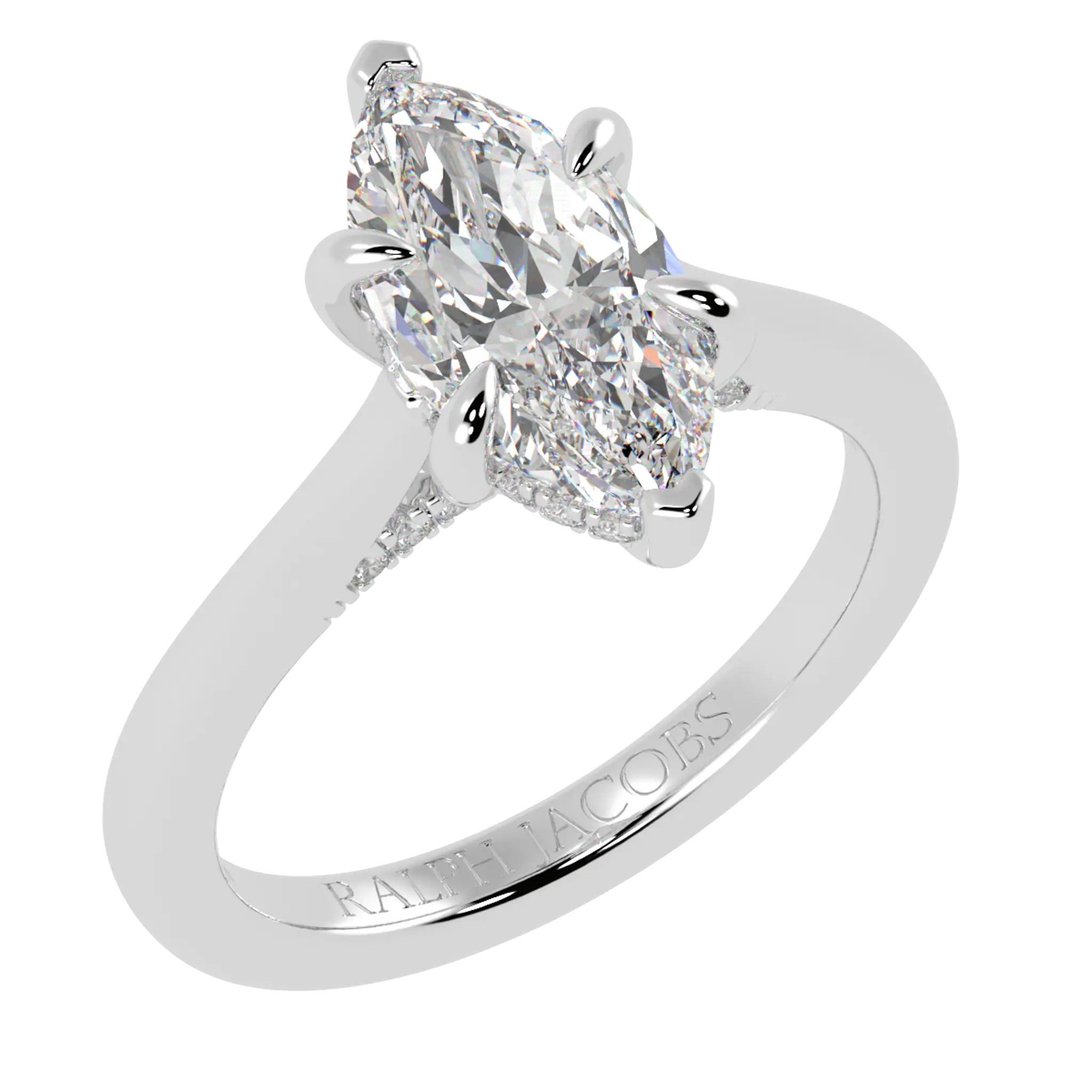 Arya Platinum Hidden Halo Engagement Ring | Marquise Shape